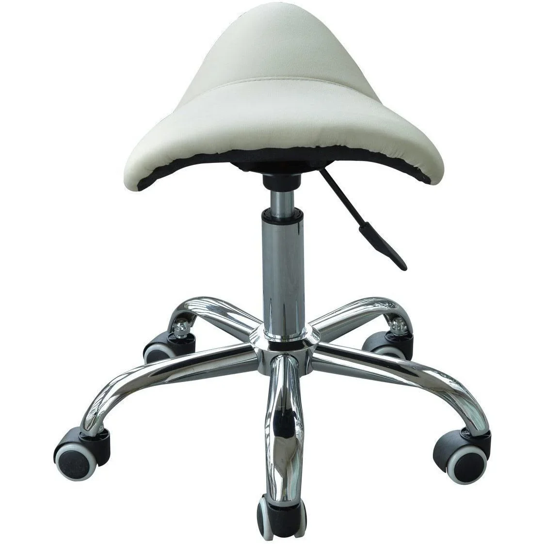 Sattelhocker - Rollhocker gepolstert höhenverstellbar beige - 0