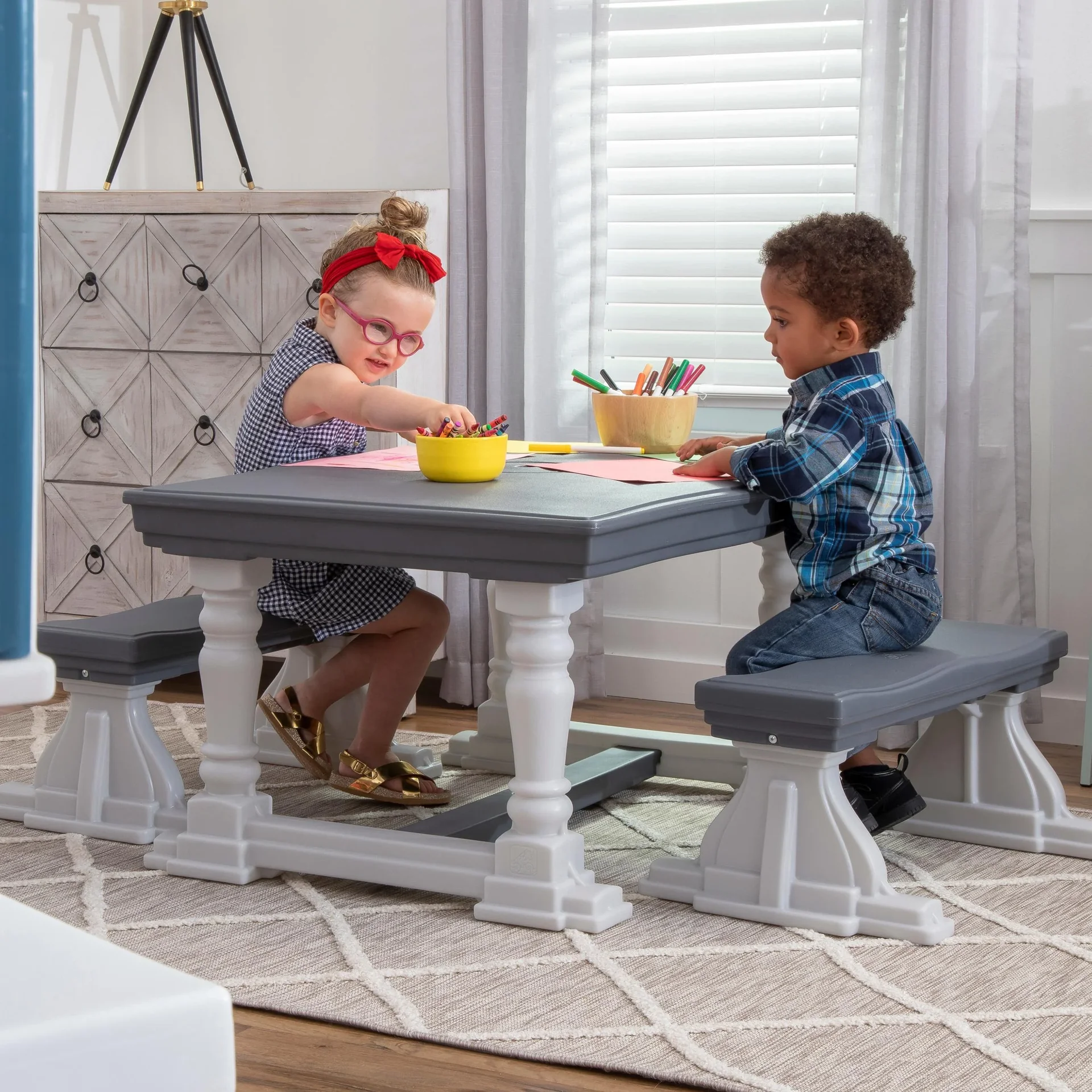3 Piece Farmhouse Table & Bench Set - 2