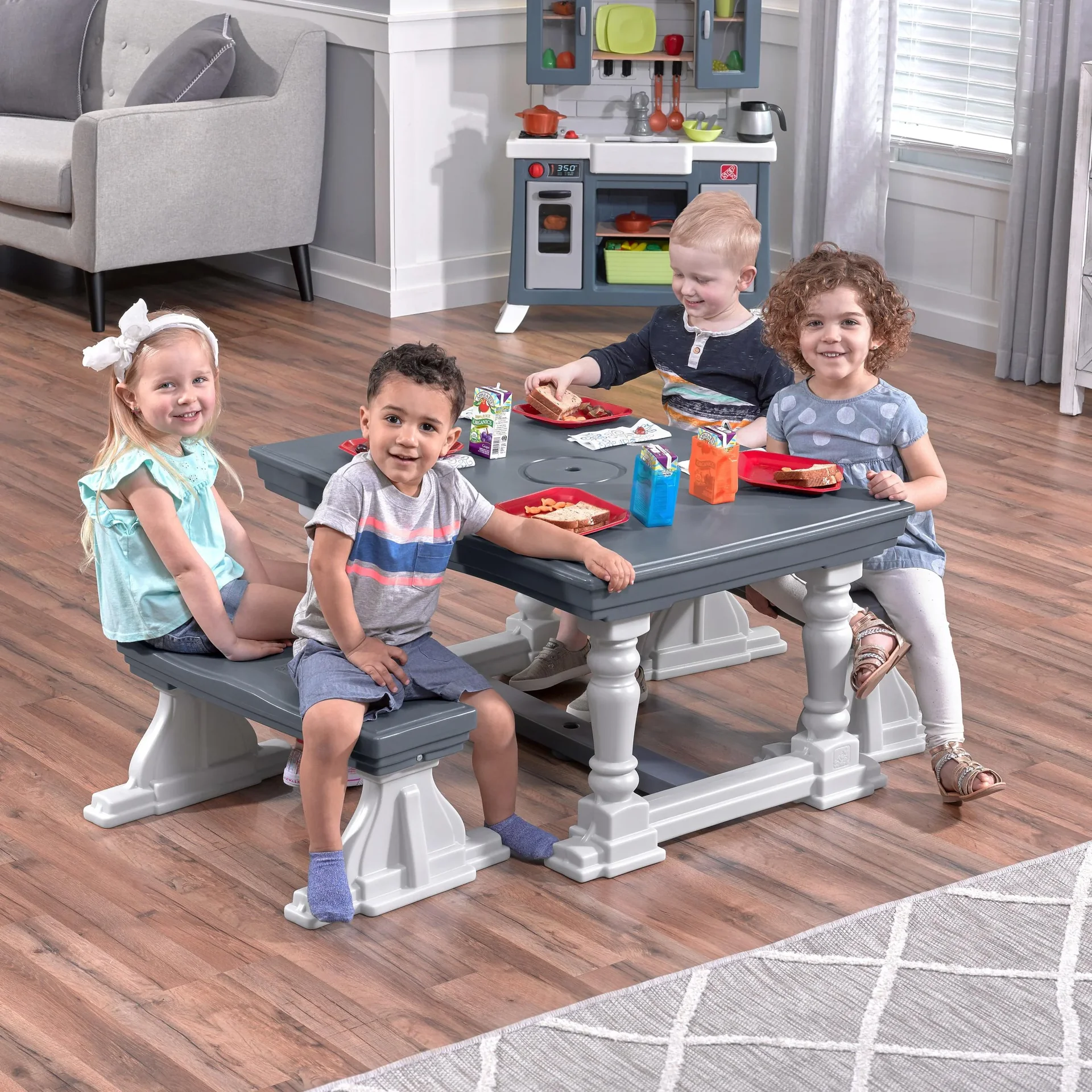 3 Piece Farmhouse Table & Bench Set - 10