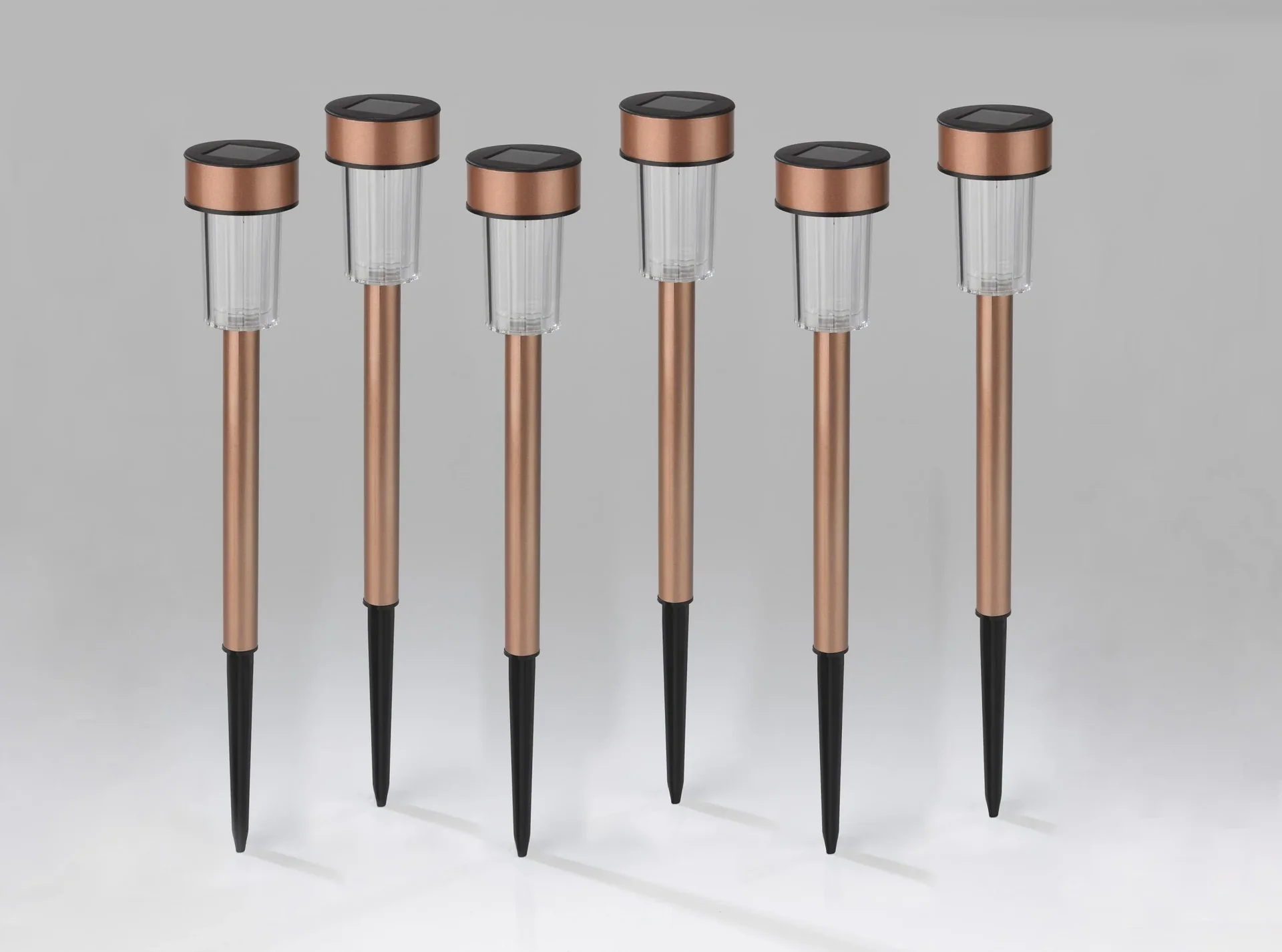 Solar Leuchten aus Edelstahl in Kupferoptik - 6er Set - 0