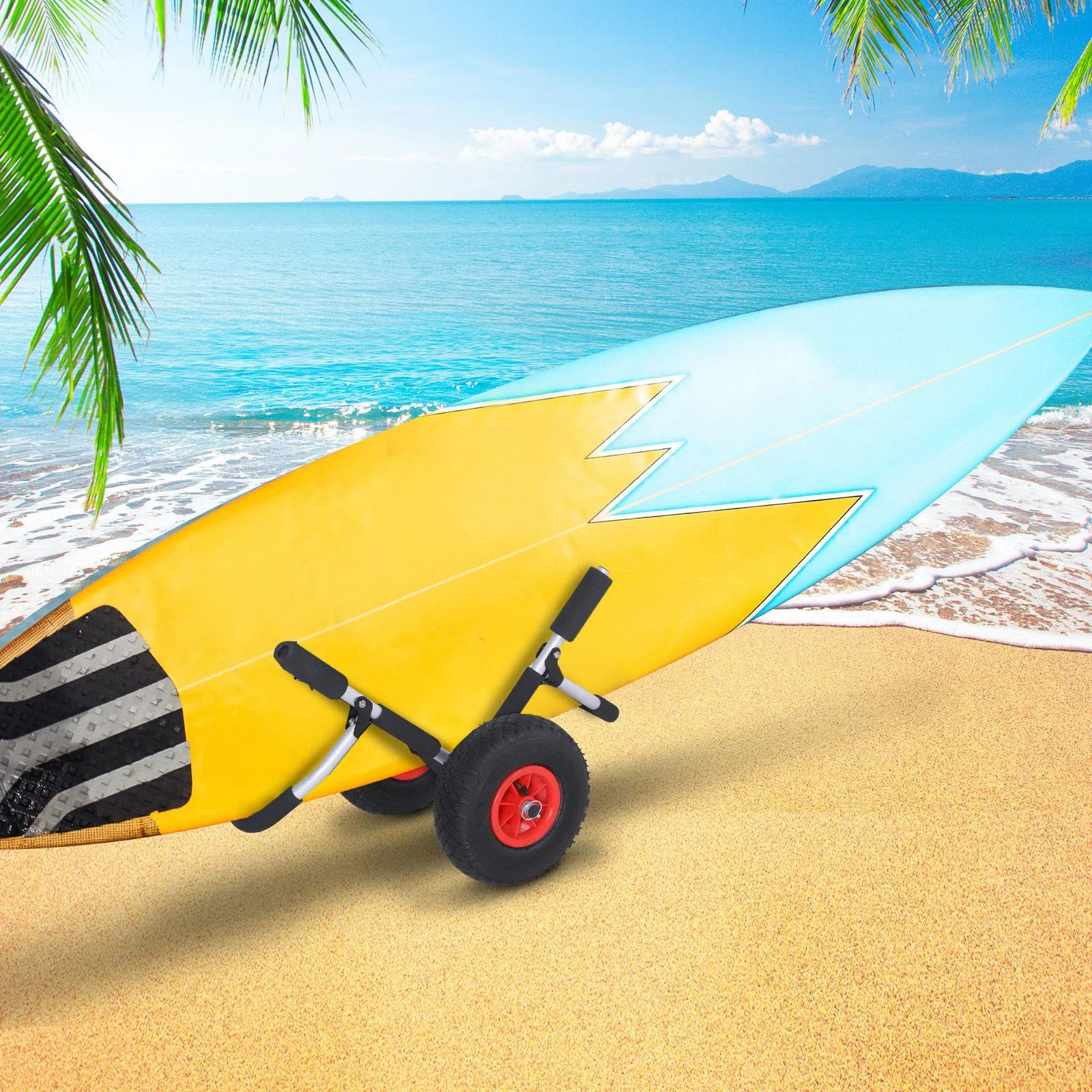 Kanuwagen Kajakwagen Surfwagen klappbar gepolstert PU-Reifen Alu Silber bis 45 kg L65 x B38 x H52 cm - 4