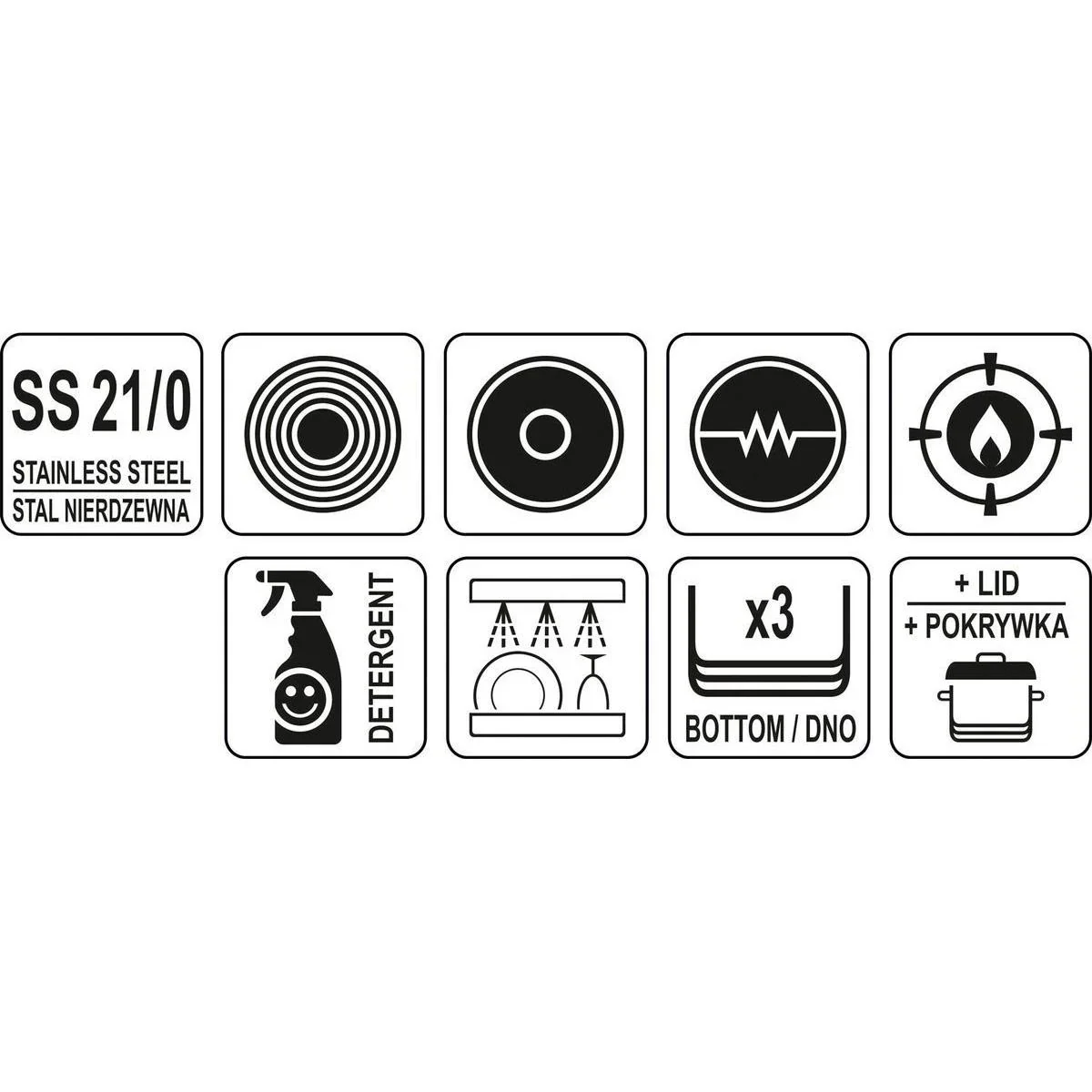Kochtopf aus Edelstahl mit Deckel - 24x11 cm - 5L - 0