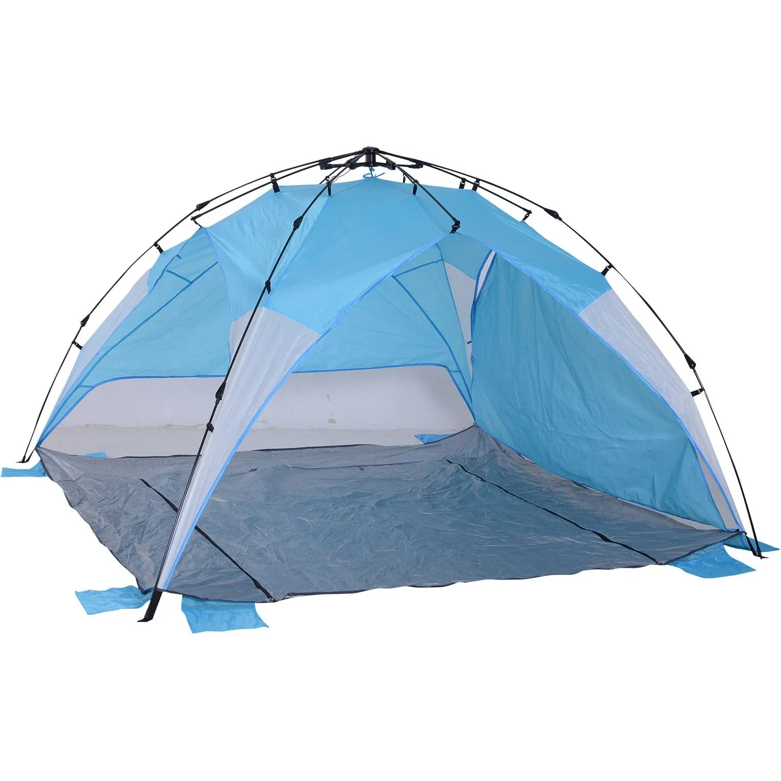 Automatik Strandmuschel Pop up Zelt Outdoor mit Boden Fenster Tragetasche 3 4 Personen 250 x 250 x 155 cm - 6