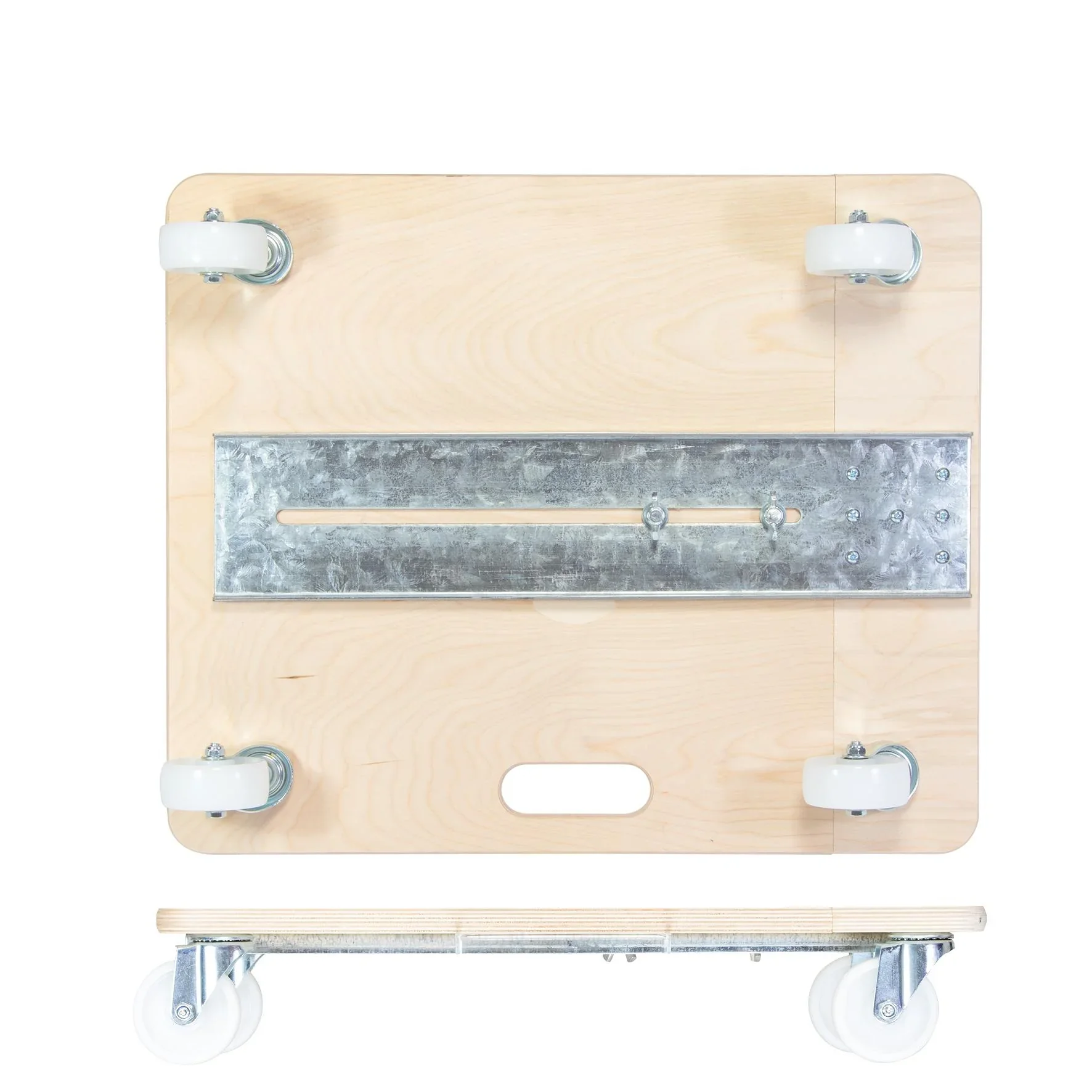 Transporthilfe MM 1332, 59-86 x 49 x 11 cm ausziehbar, harte Rollen Ø 75 mm, Rollenlager, Birke FSC®, Tragkraft 200 kg - 1