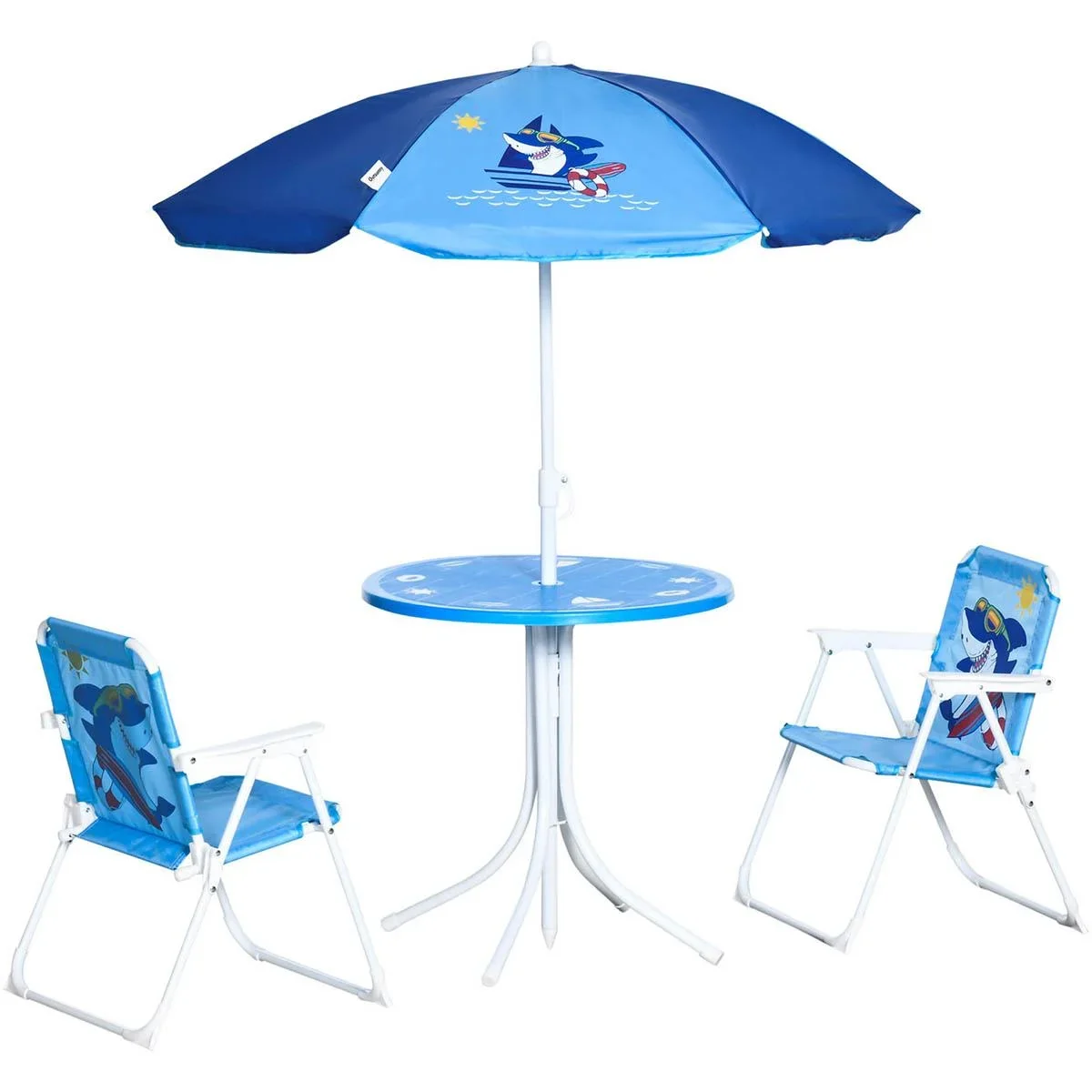 Gartentischset für 3-6 Jährige, Hai-Design, blau - 0