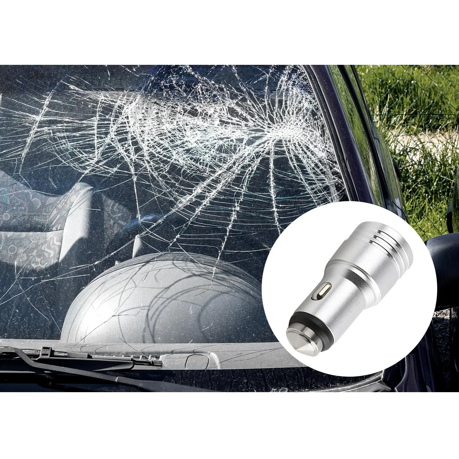 Bluetooth FM Transmitter mit Freisprechfunktion + USB Kfz Ladegerät mit Nothammer - 0