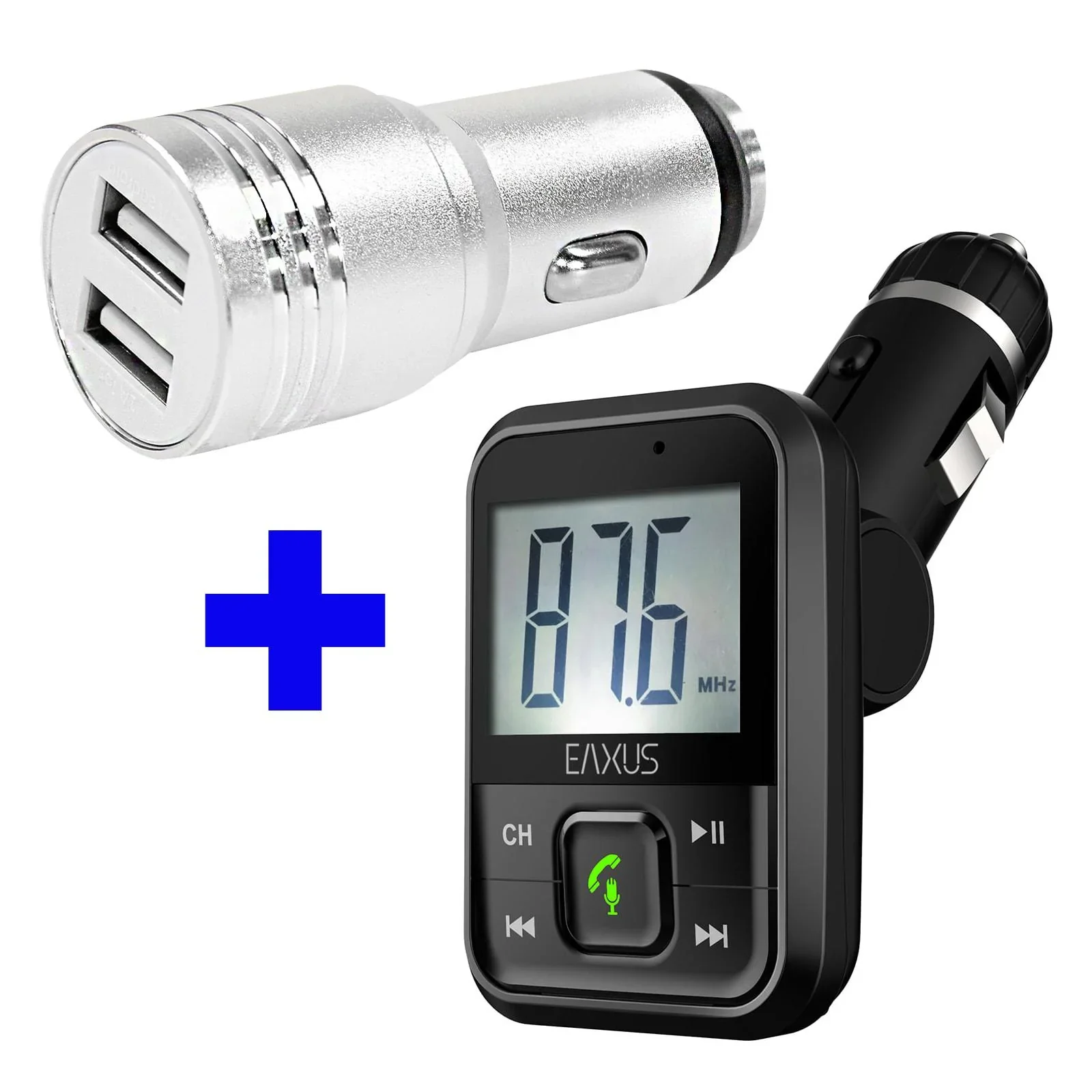 Bluetooth FM Transmitter mit Freisprechfunktion + USB Kfz Ladegerät mit Nothammer - 3