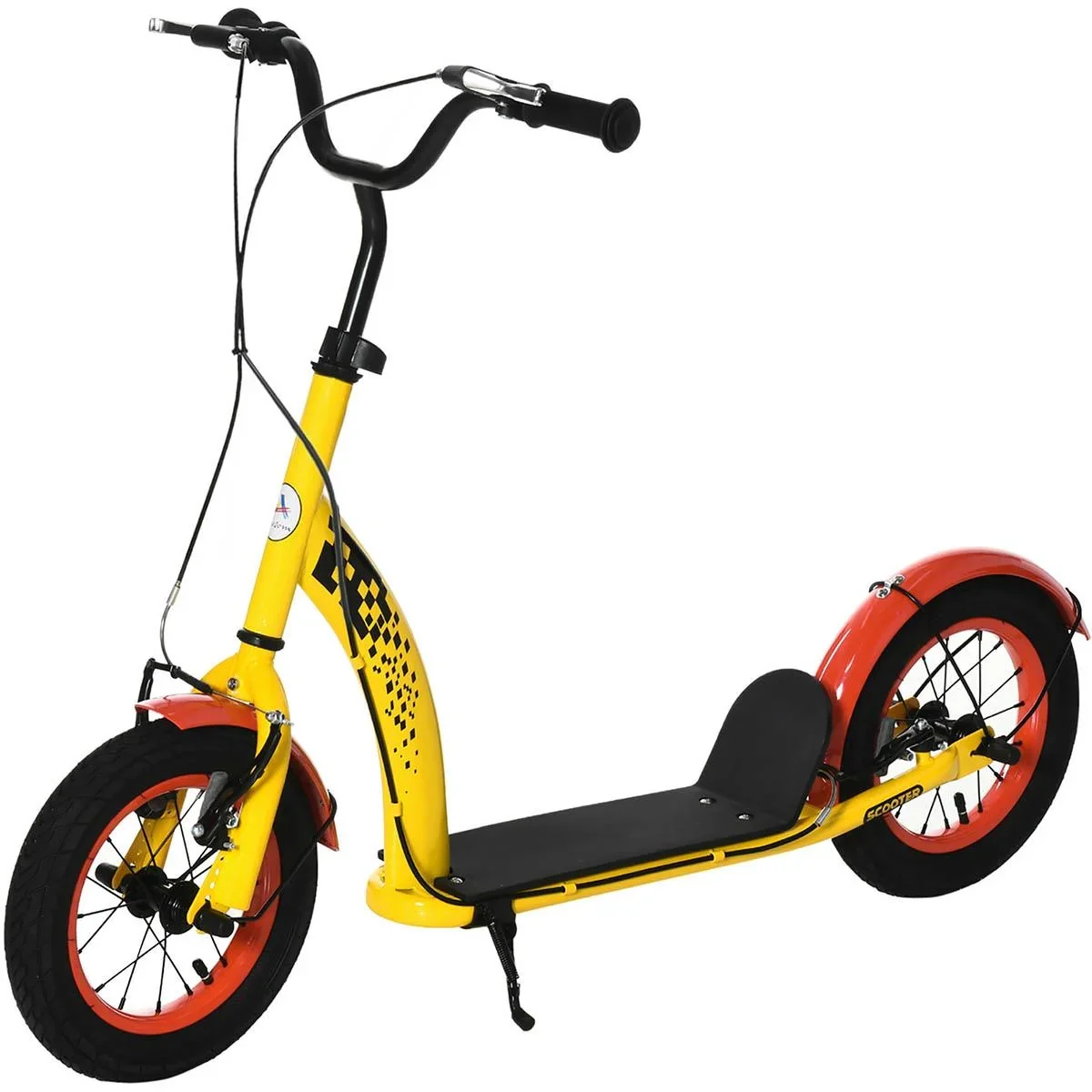 Kinderroller mit 12'' Luftreifen ab 5 Jahren schwarz/gelb 118 x 55,5 x 85-100,5 cm - 2