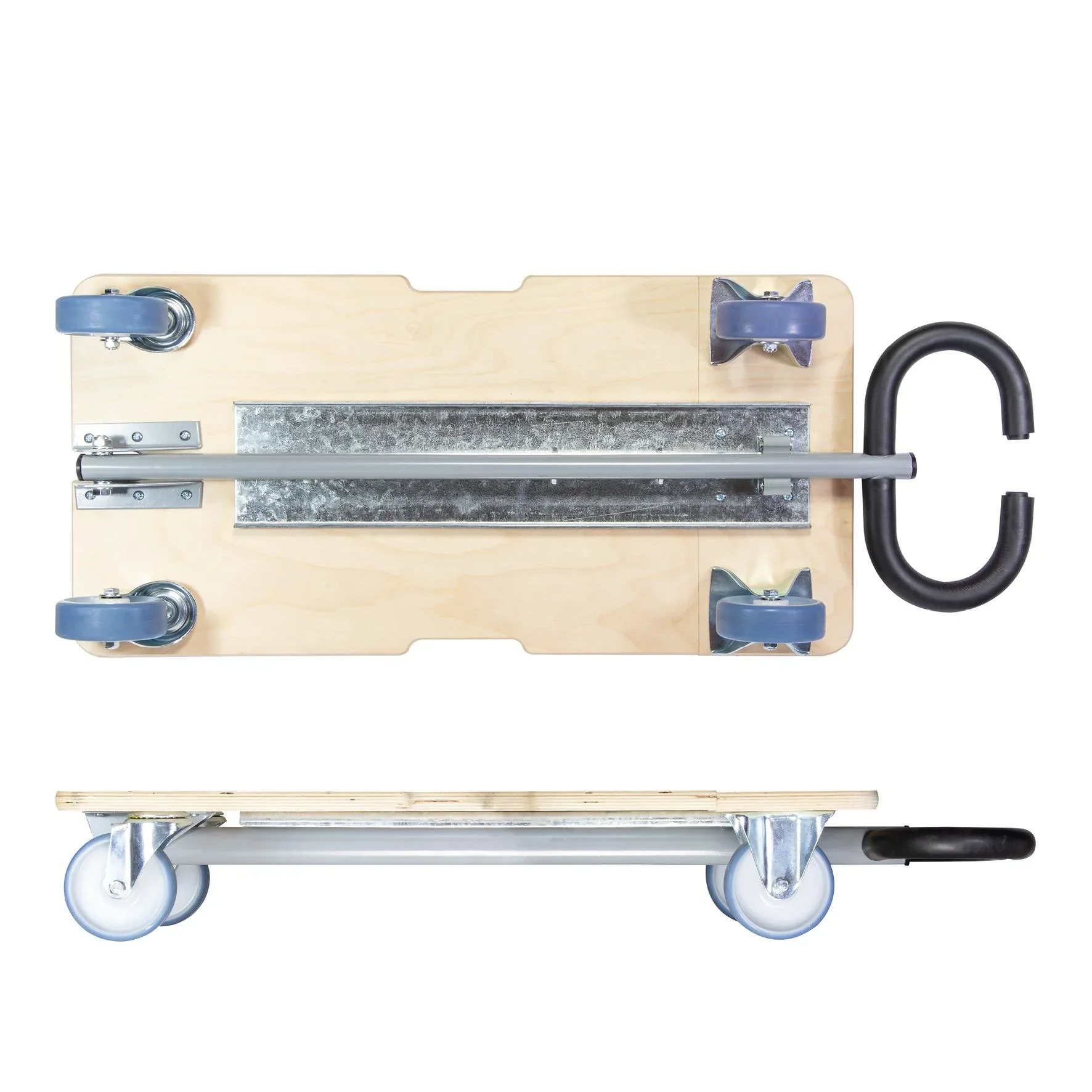 Transporthilfe MM 1333, 74-101 x 37 x 14,5 cm, softe Rollen Ø 100 mm, Rollenlager, 2 Bremsen, FSC®, Tragkraft 200 kg - 5