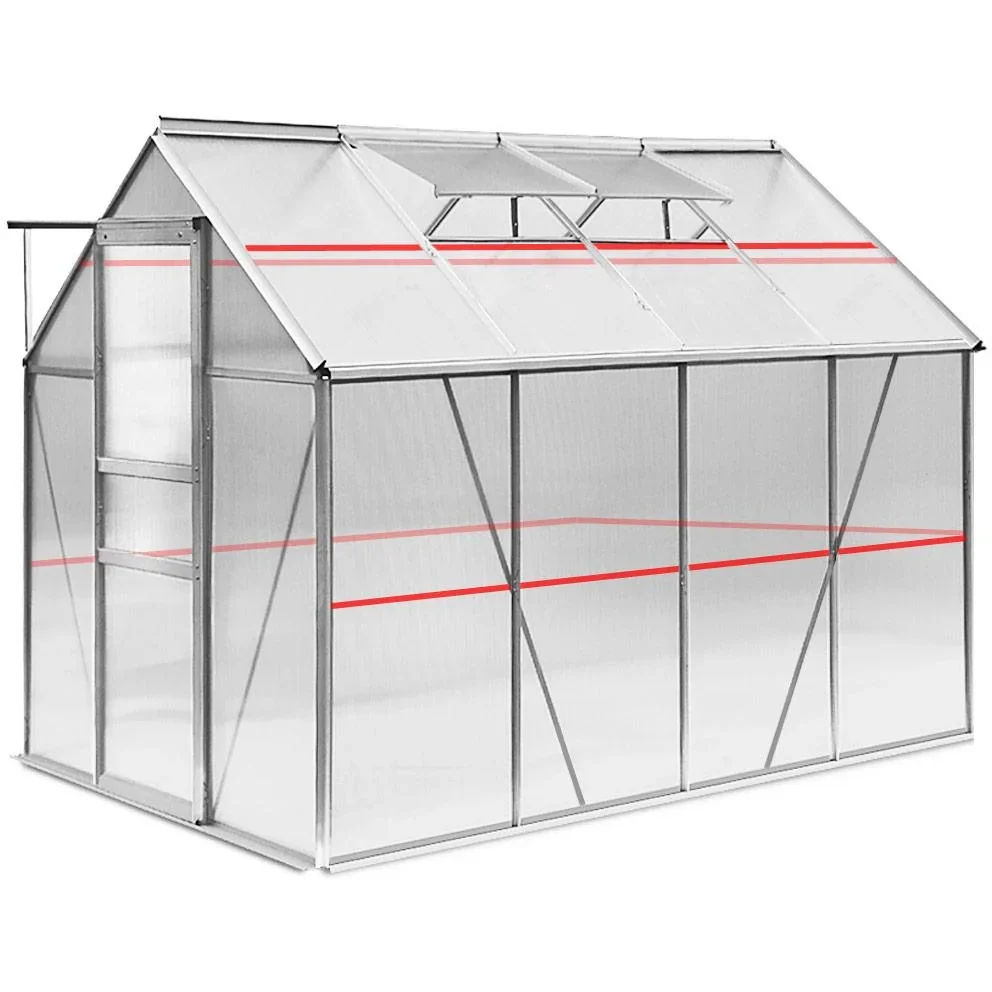 Aluminium Gewächshaus / Wintergarten 7,6m³ mit 2 Oberlichtern - 0