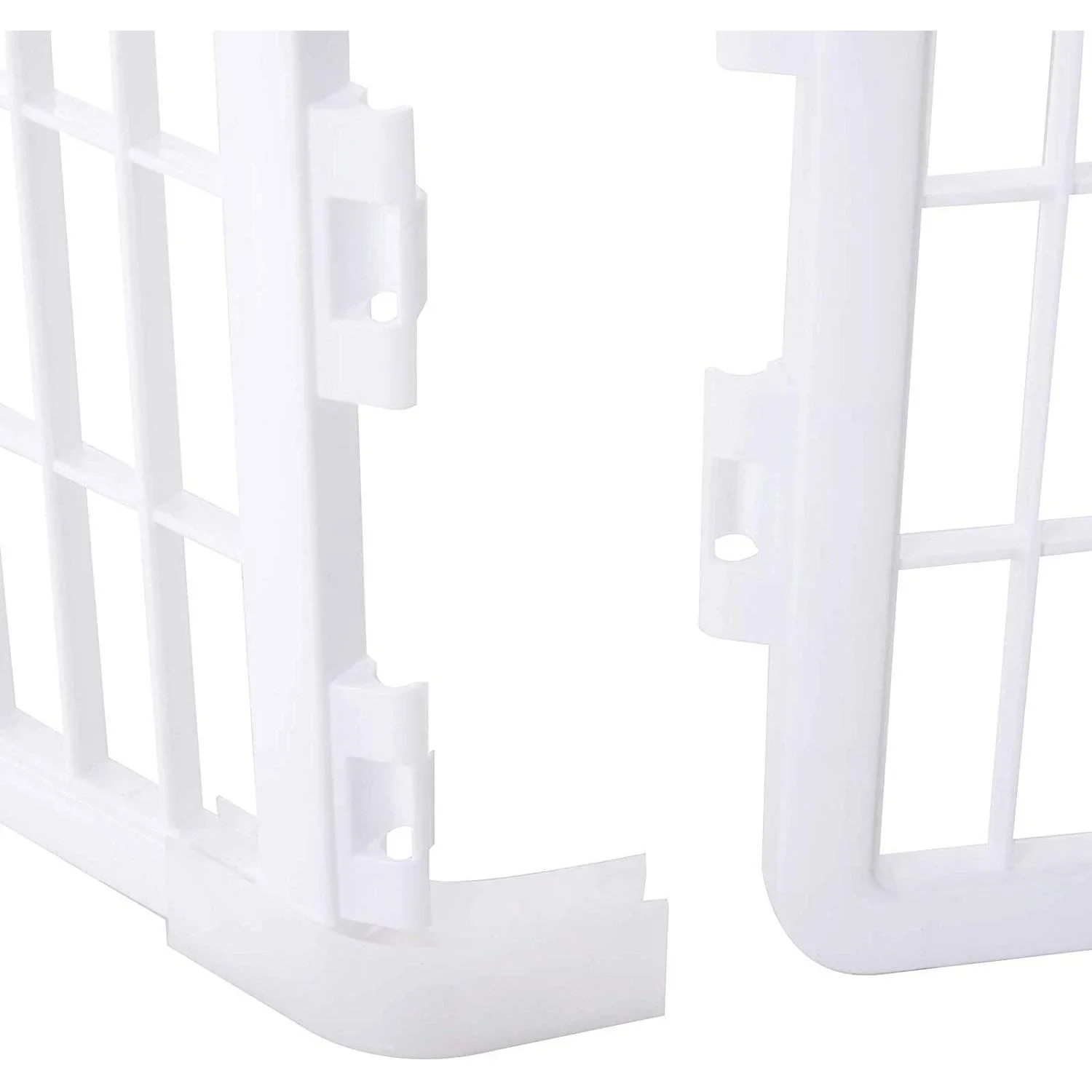 Welpengitter Freilaufgehege Laufstall für Haustiere mit Tür 6 Teile sechseckig PP-Kunststoff rostfrei Weiß Ø135 x H95 cm - 3