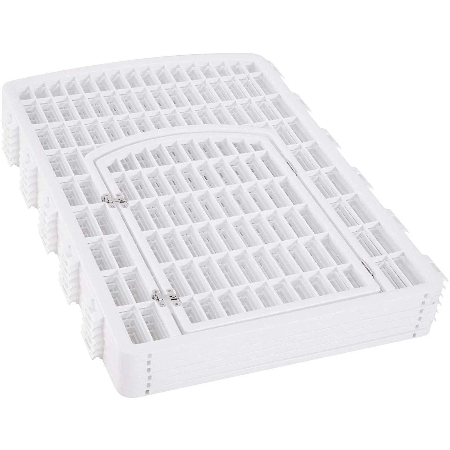 Welpengitter Freilaufgehege Laufstall für Haustiere mit Tür 6 Teile sechseckig PP-Kunststoff rostfrei Weiß Ø135 x H95 cm - 5