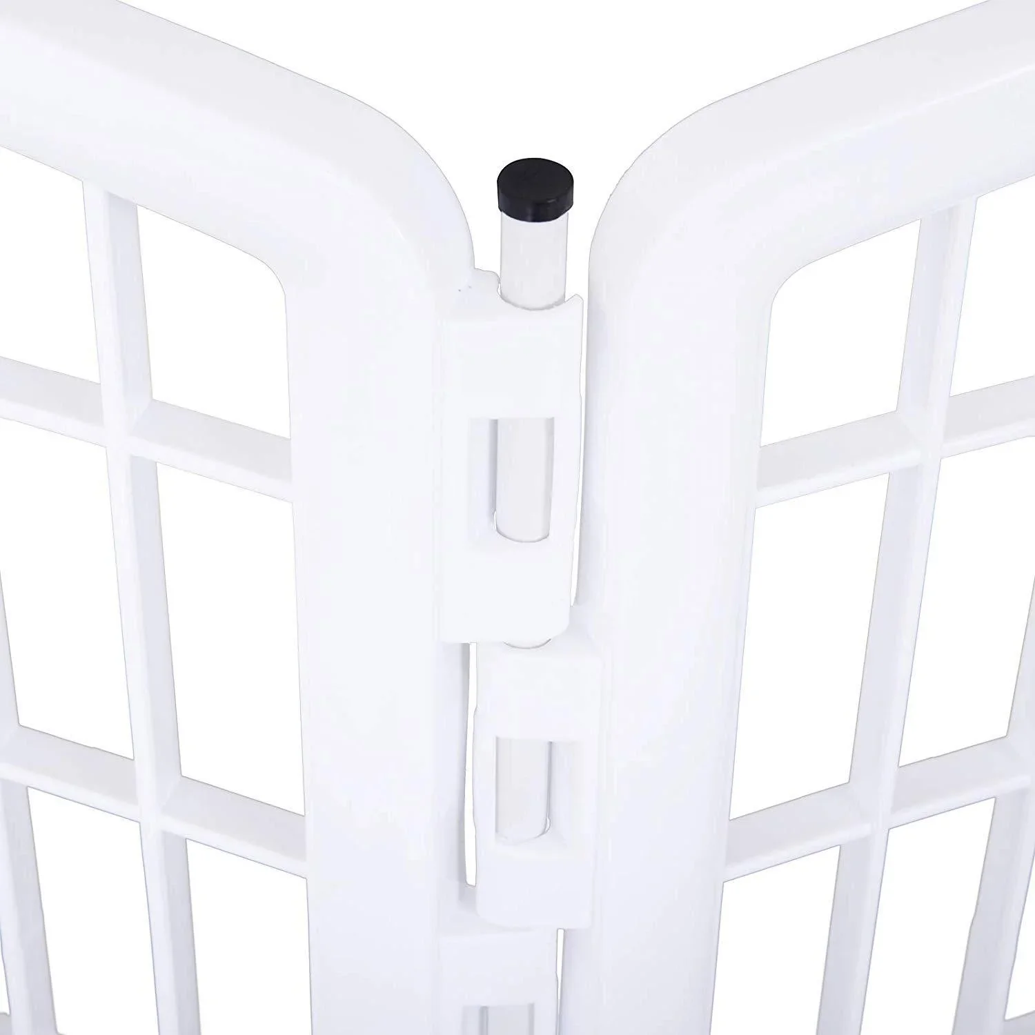 Welpengitter Freilaufgehege Laufstall für Haustiere mit Tür 6 Teile sechseckig PP-Kunststoff rostfrei Weiß Ø135 x H95 cm - 6