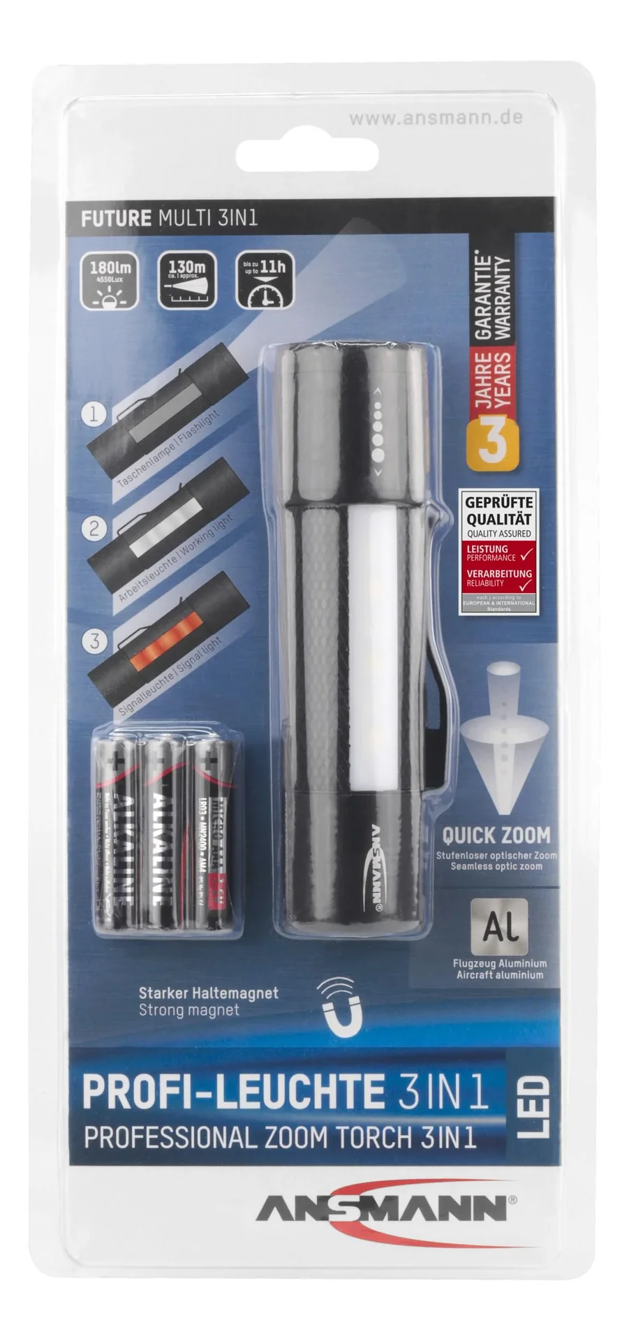 Multifunktionstaschenlampe 3in1 - fokussierbare Taschenlampe, Arbeitsleuchte und Signalleuchte - 10