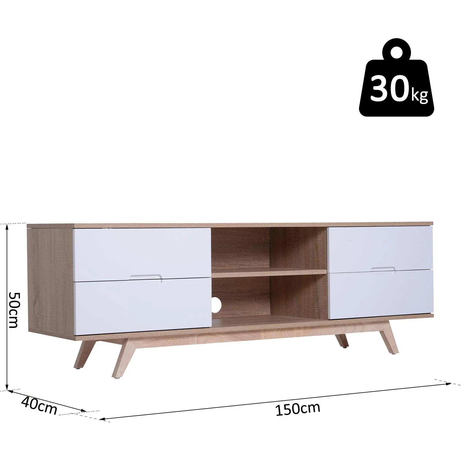 Fernsehtisch Fernsehschrank TV-Board Lowboard TV-Schrank Unterschrank 4 x Schublade 2 x Ablage 150 x 40 x 50 cm - 6