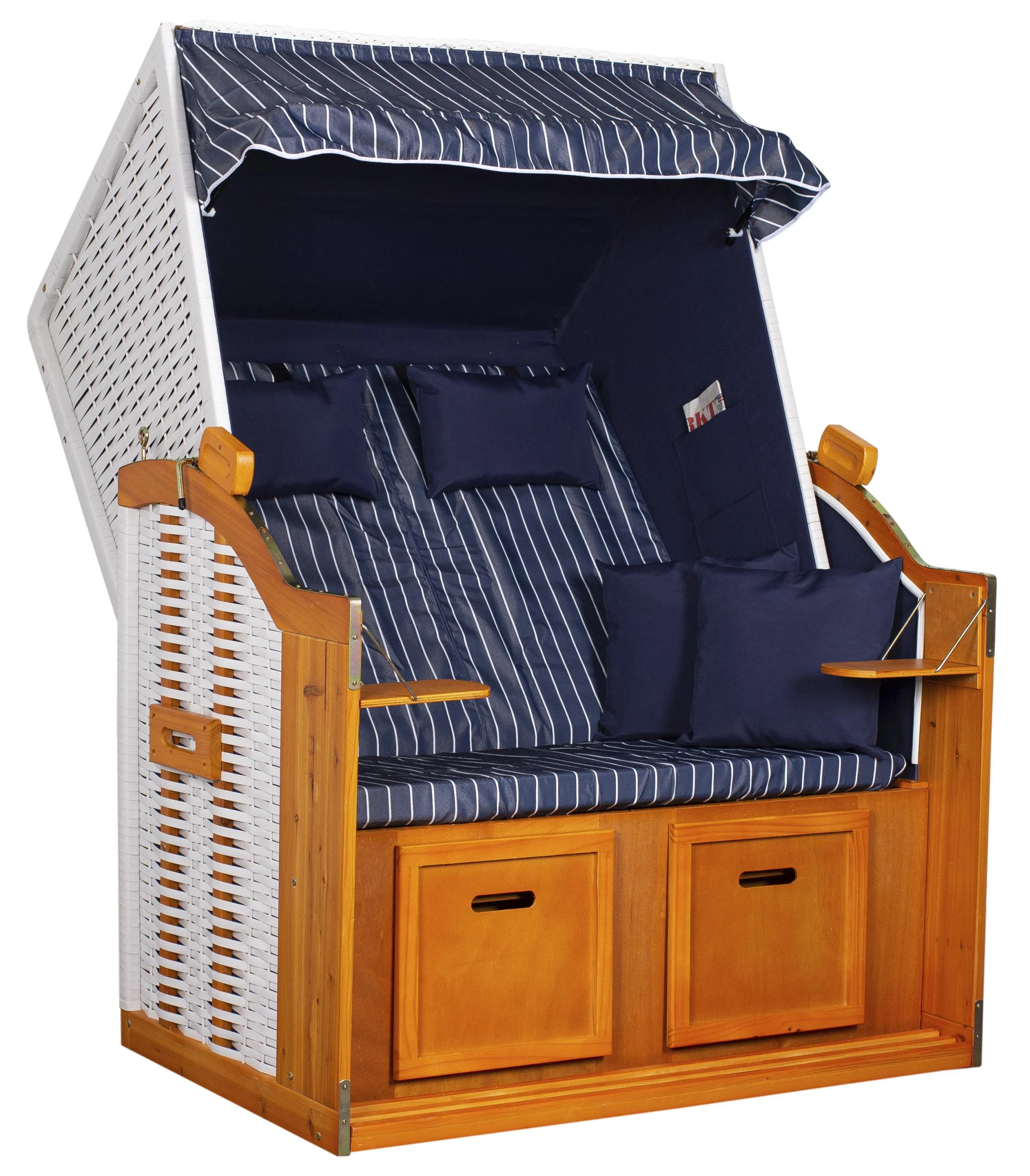 Strandkorb "Ostsee" gestreift in royal blau - 2