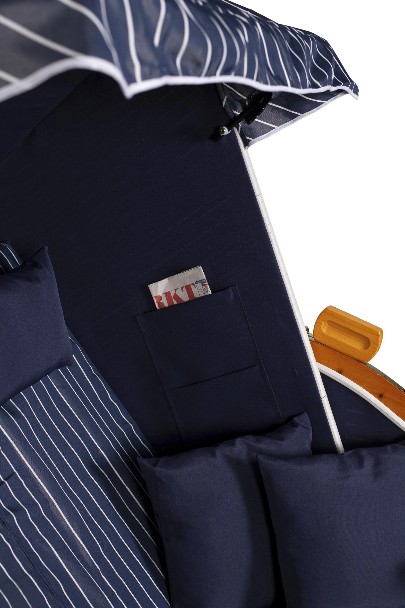 Strandkorb "Ostsee" gestreift in royal blau - 4