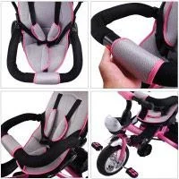 Kinderdreirad - Pink - Schiebestange, klappbares Dach, klappbare Fußstütze, Korb - 2