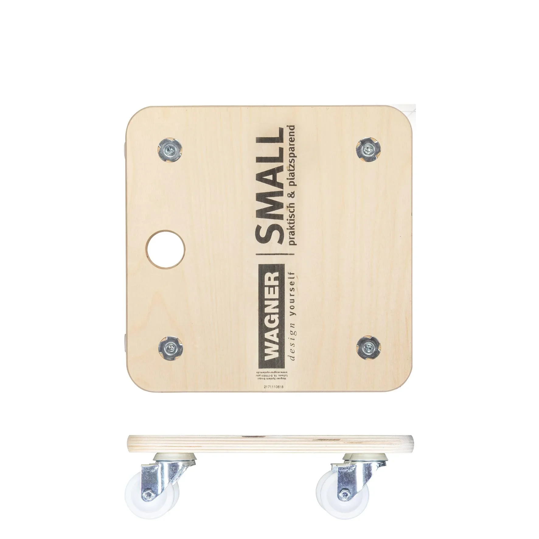 Transporthilfe MM 1352, 29 x 29 x 8,5 cm, harte Rollen Ø 50 mm, Gleitlager, Multiplex Birke FSC®, Tragkraft 250 kg - 0