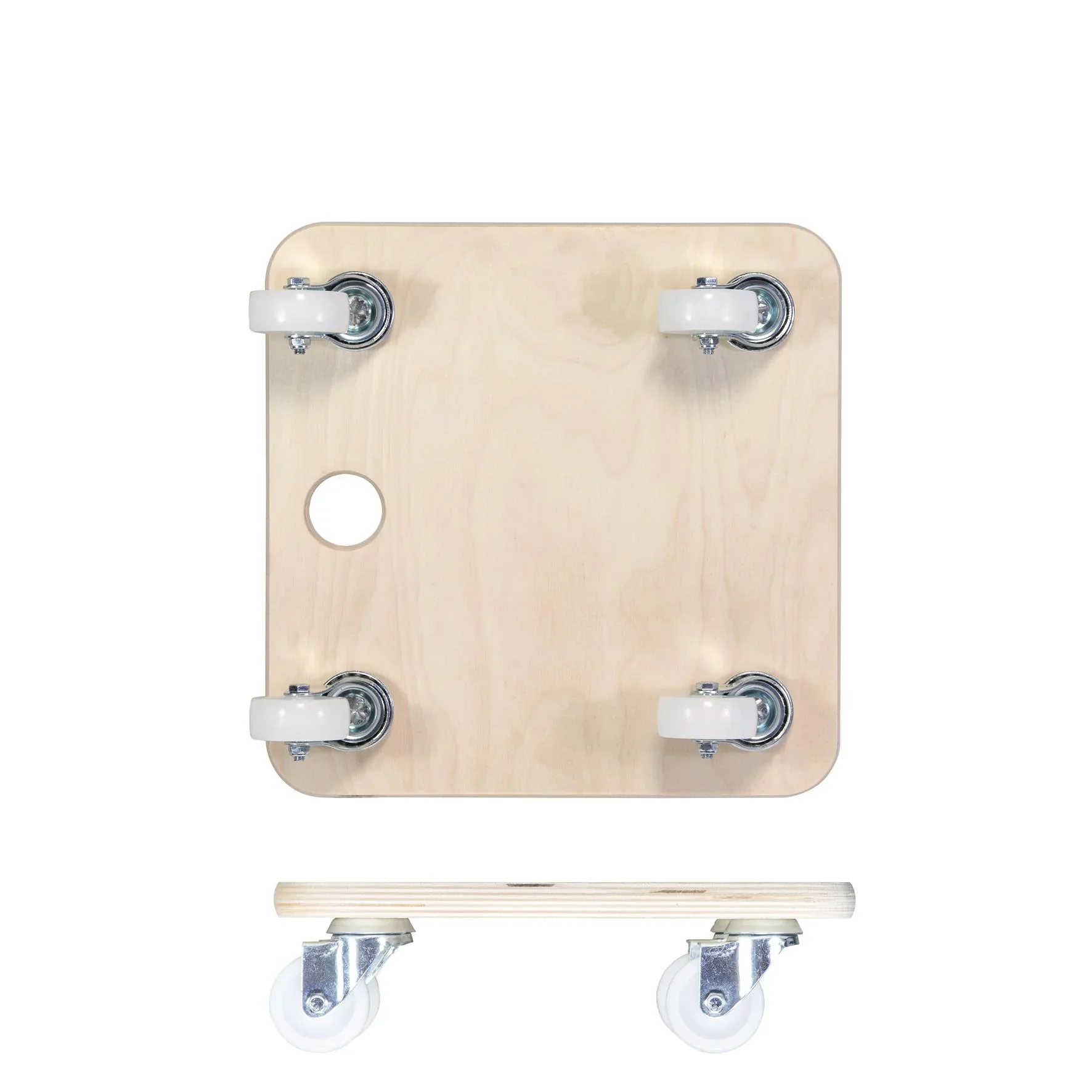 Transporthilfe MM 1352, 29 x 29 x 8,5 cm, harte Rollen Ø 50 mm, Gleitlager, Multiplex Birke FSC®, Tragkraft 250 kg - 2