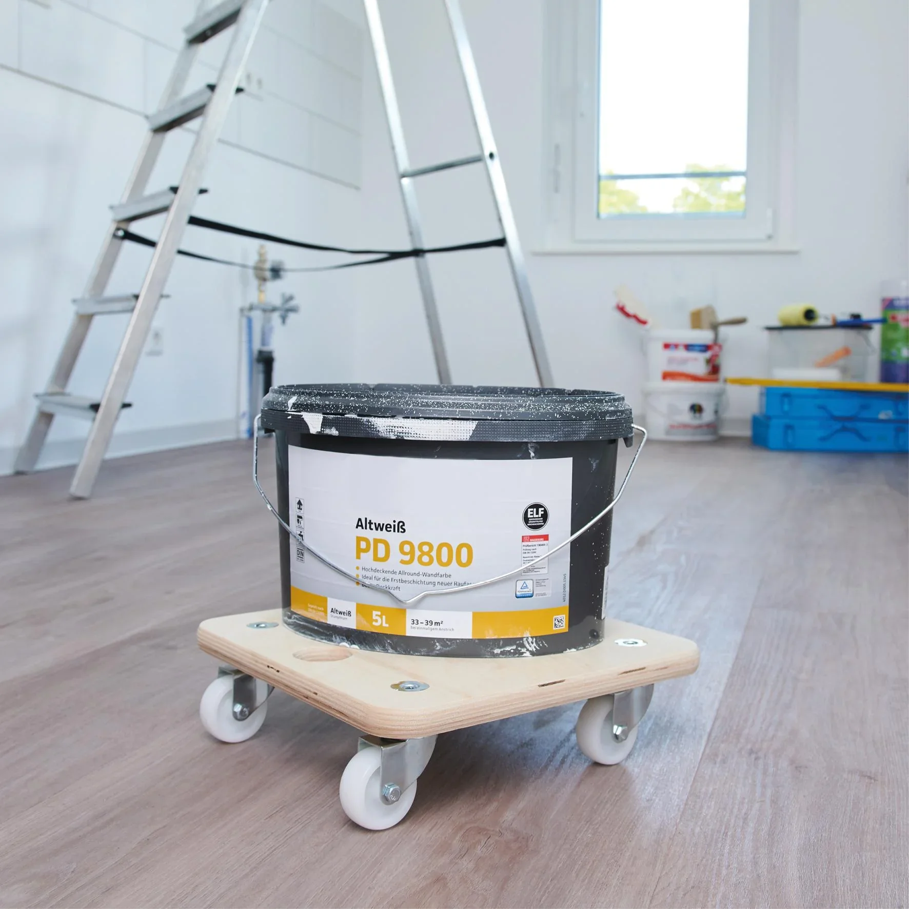 Transporthilfe MM 1352, 29 x 29 x 8,5 cm, harte Rollen Ø 50 mm, Gleitlager, Multiplex Birke FSC®, Tragkraft 250 kg - 3