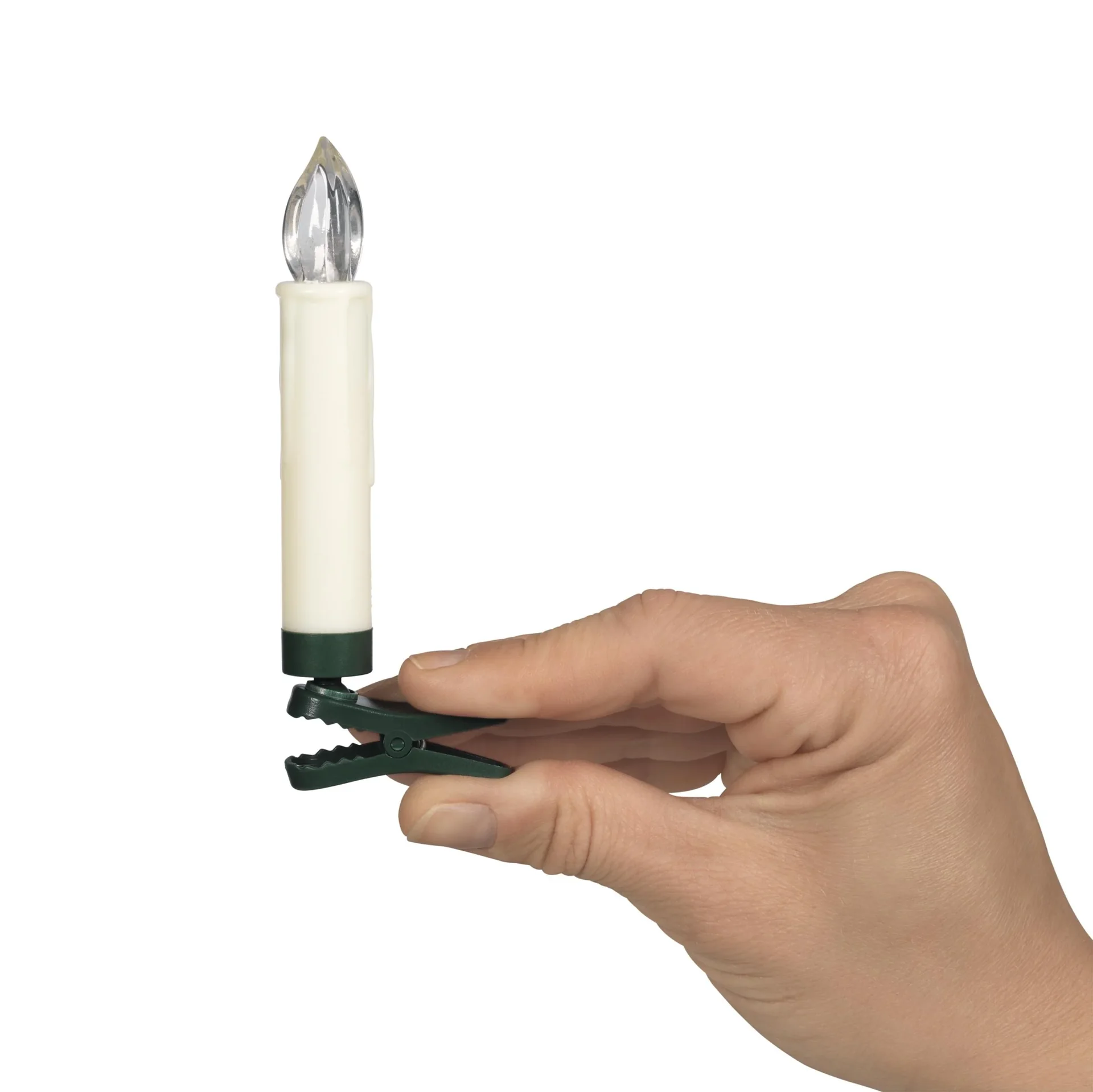 Kabellose LED-Weihnachtsbaumkerzen, Creme-Weiss, batteriebetrieben, mit Clip-Halterung und Fernbedienung, warm-weiß, 16 Stück - 5