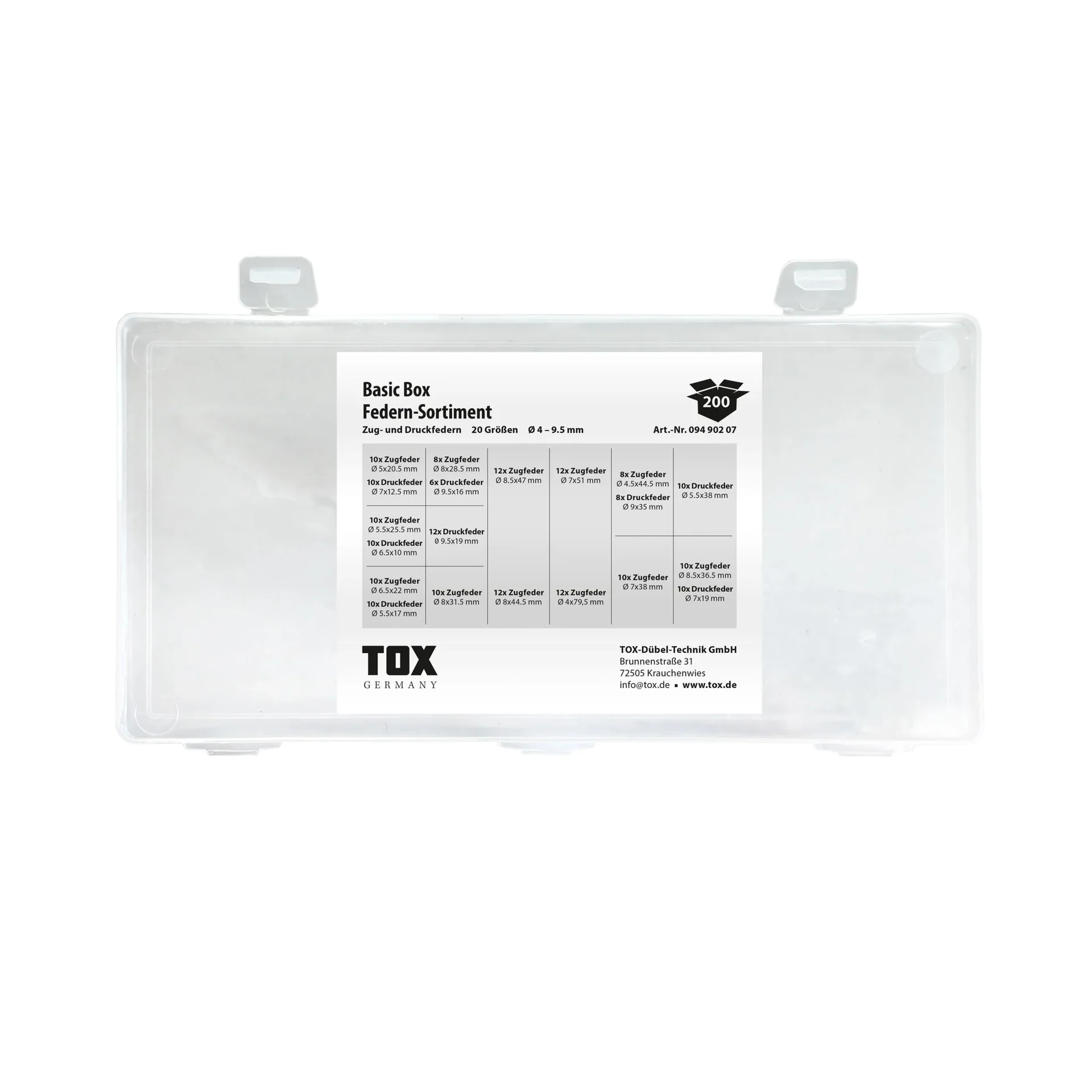 Federn - Sortiment Basic Box 200-teilig - 1