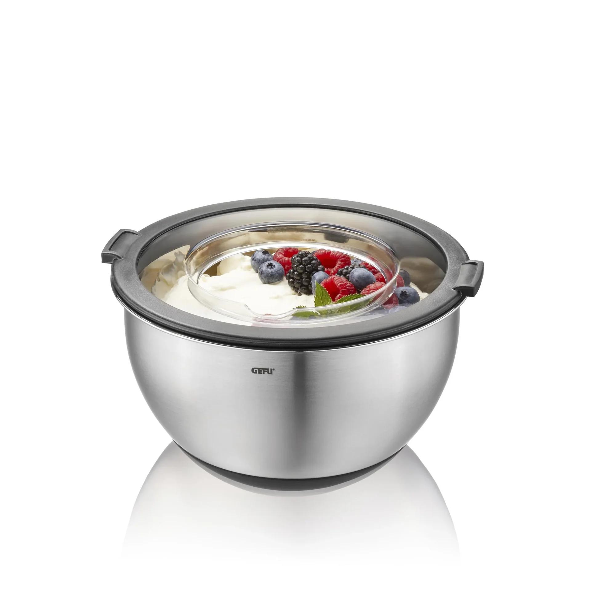 Schüssel-Set mit Spritzschutzdeckel "MUOVO". 2 Stück - 0