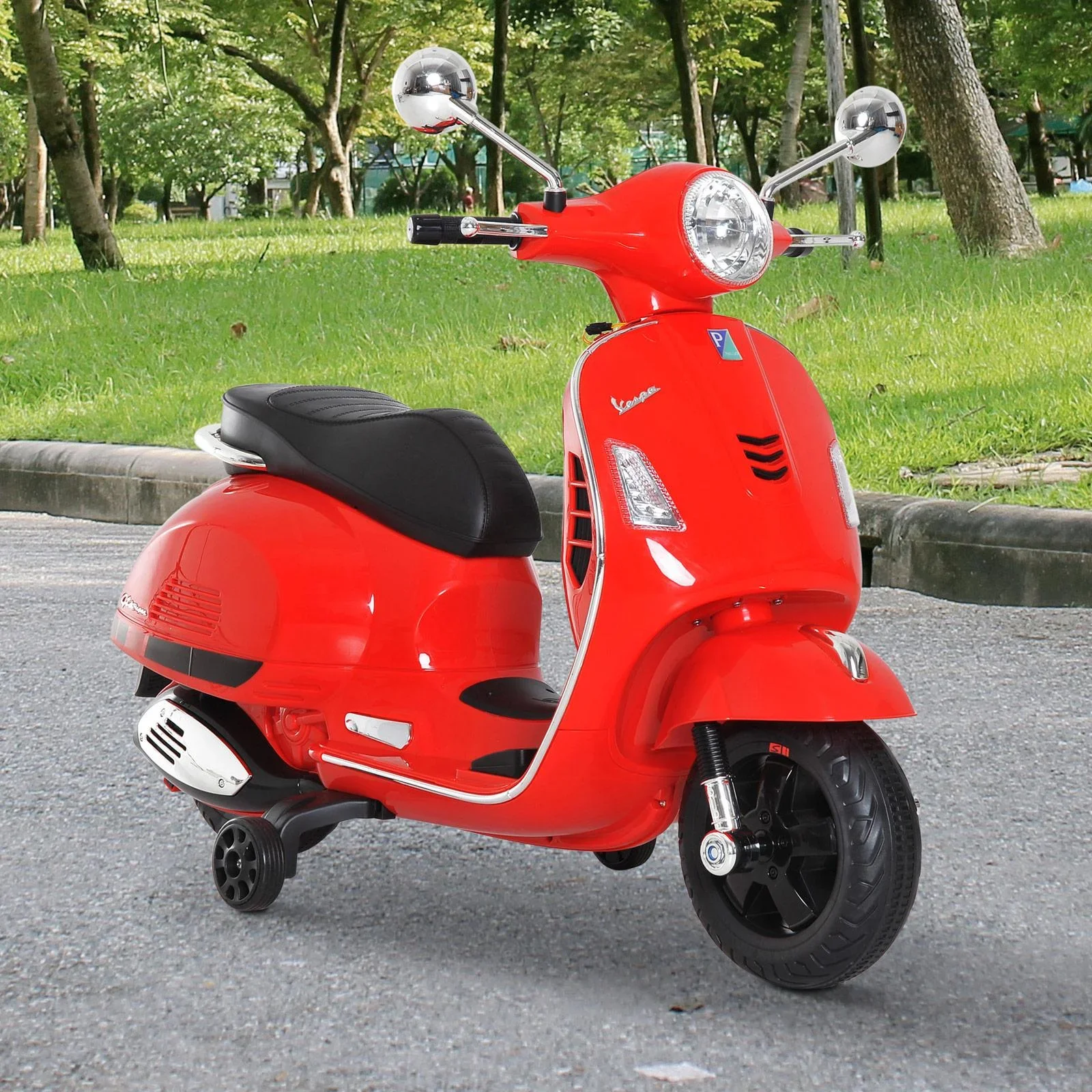 Elektro Kindermotorrad VESPA Kinderauto Weiß Rot - 2
