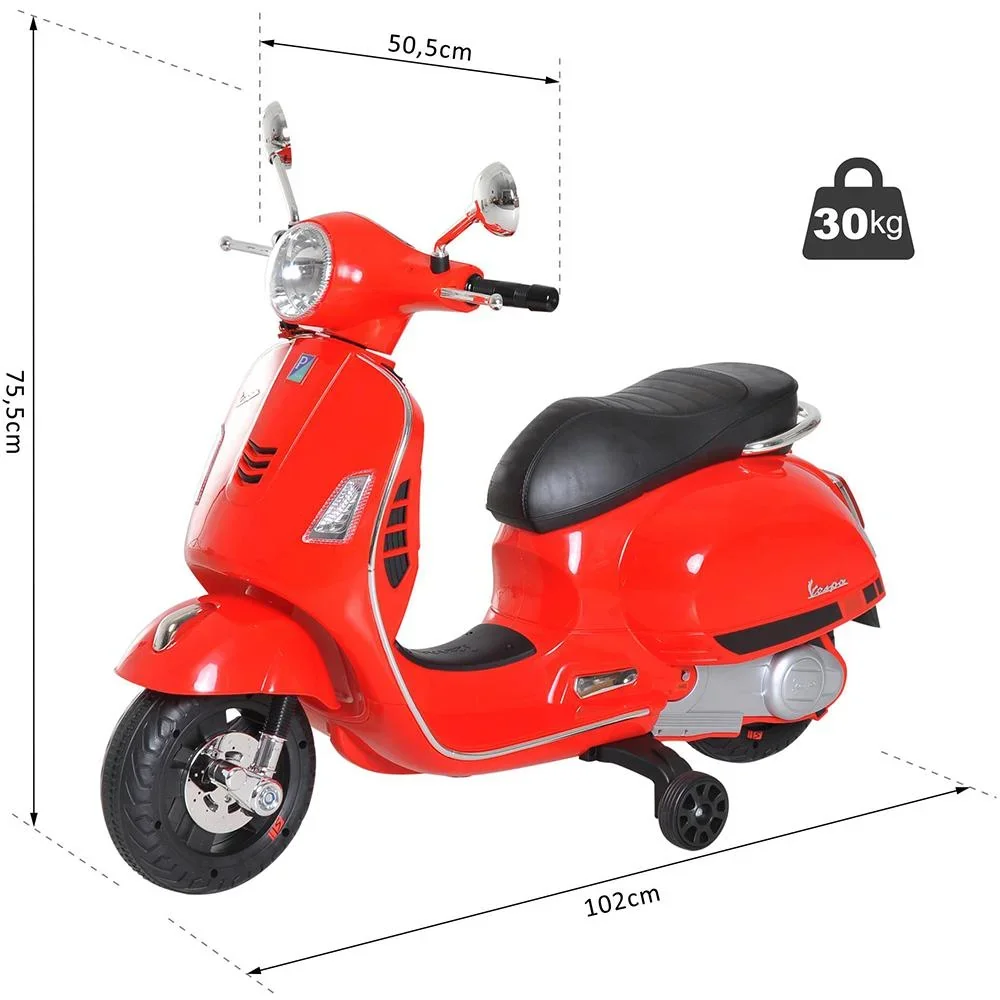 Elektro Kindermotorrad VESPA Kinderauto Weiß Rot - 4