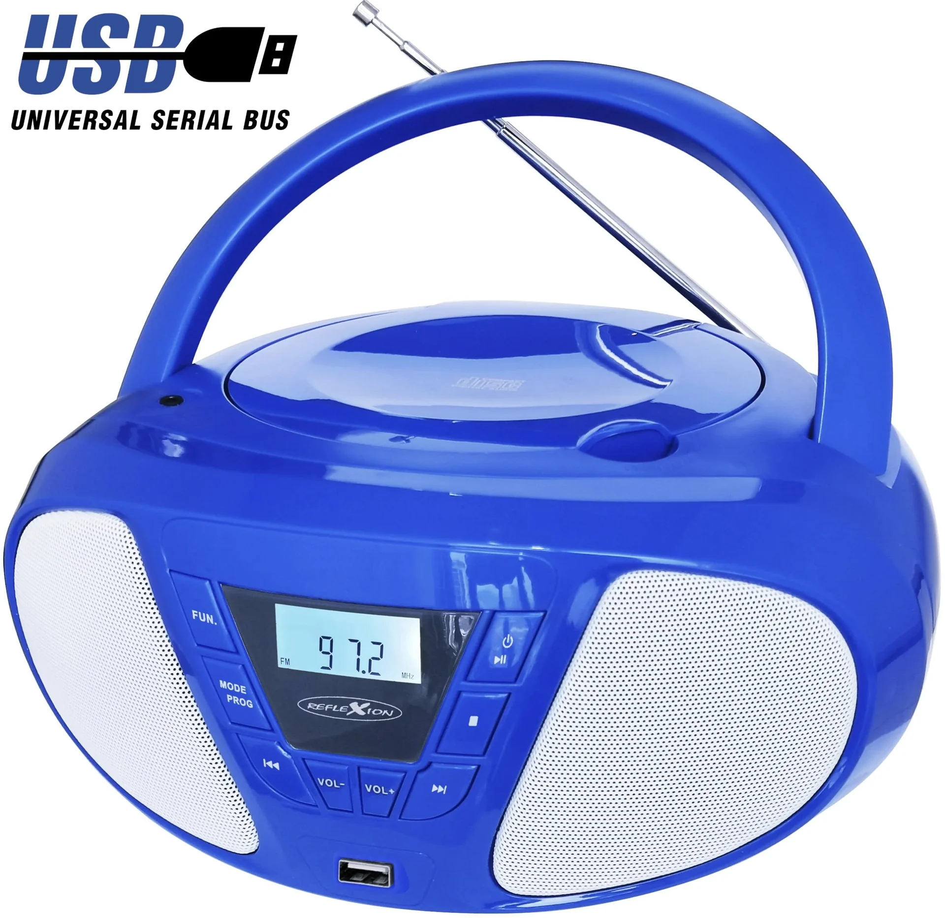 CD Radio Boombox mit UKW-Radio, CD und AUX-IN, blau - 0