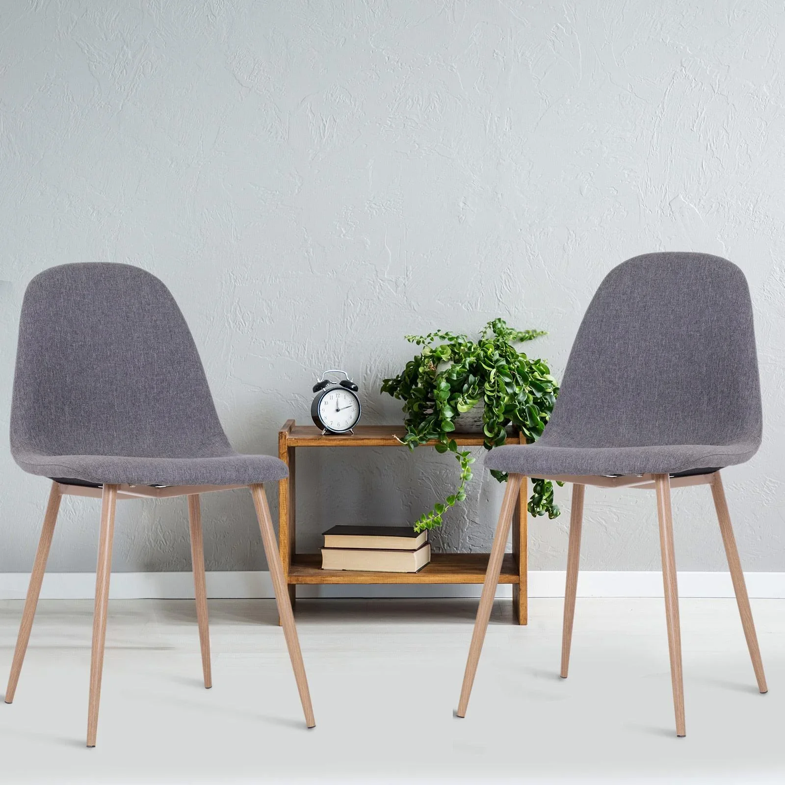 2er-Set Esszimmerstuhl Küchenstuhl mit Rückenlehne Polstersessel Metallbeine Grau 54 x 44,5 x 86 cm - 3