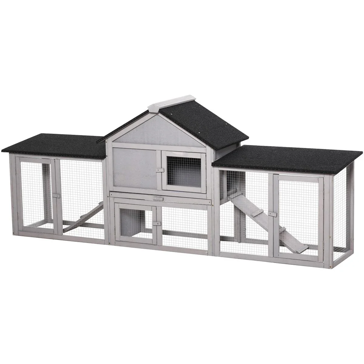 Zwergkaninchenstall mit Außengehege 210 cm x 45,5 m x 84, 5 cm - 4