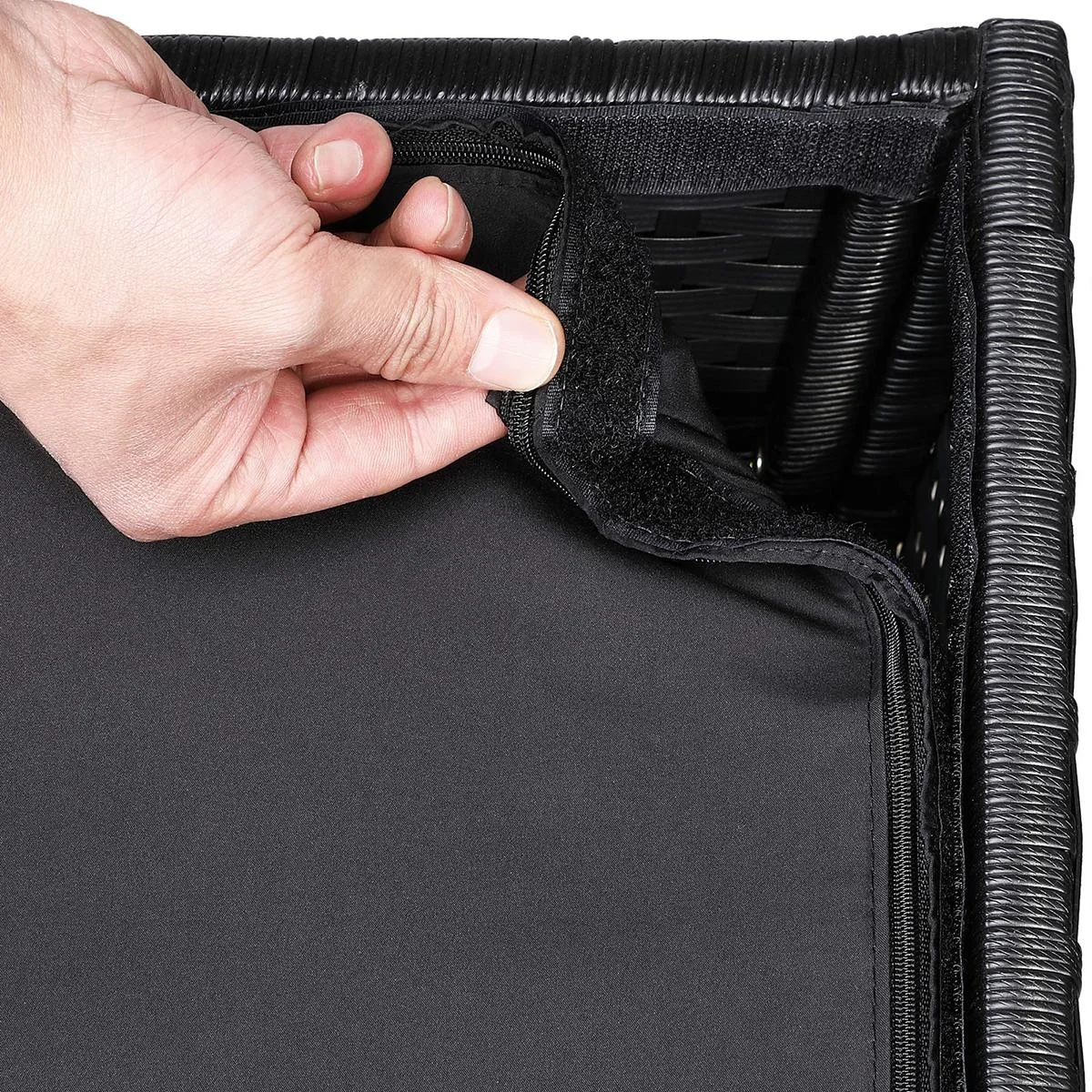 Aufbewahrungsbox - Kissen, Garten - Poly-Rattan - Schwarz - 75x75x70cm - 1