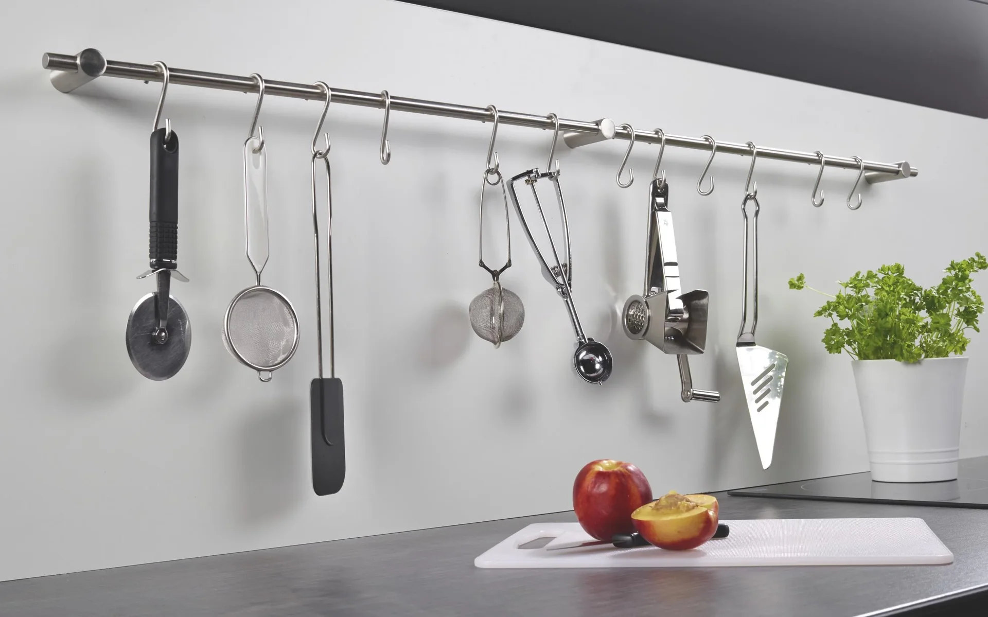 Küchenreling "Profi", mit 6 Haken, erweiterbar, 60 cm - 0
