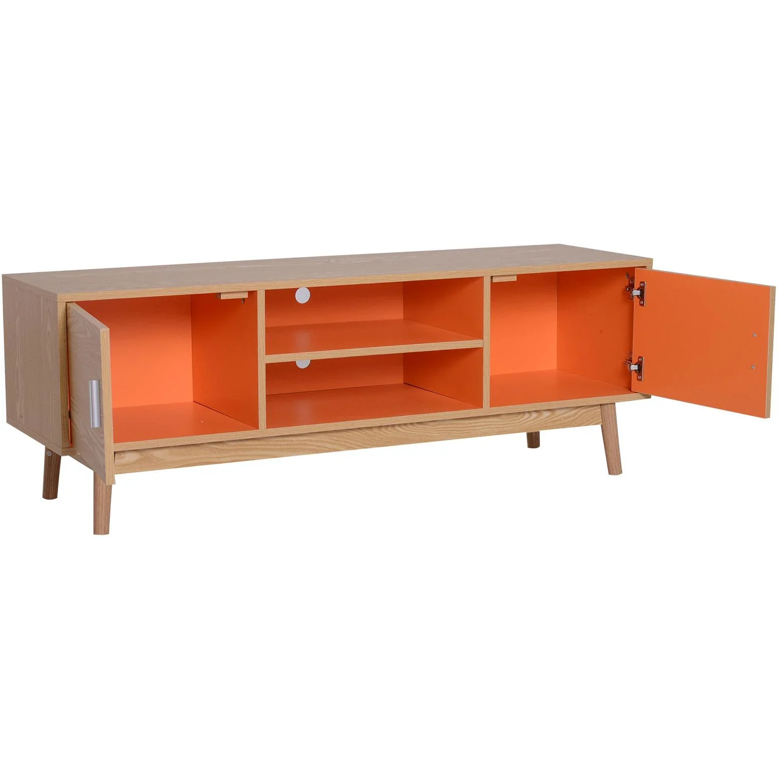 Fernsehtisch Fernsehschrank Lowboard TV-Schrank Retro-Stil Holz 130 x 38 x 46,5 cm - 3