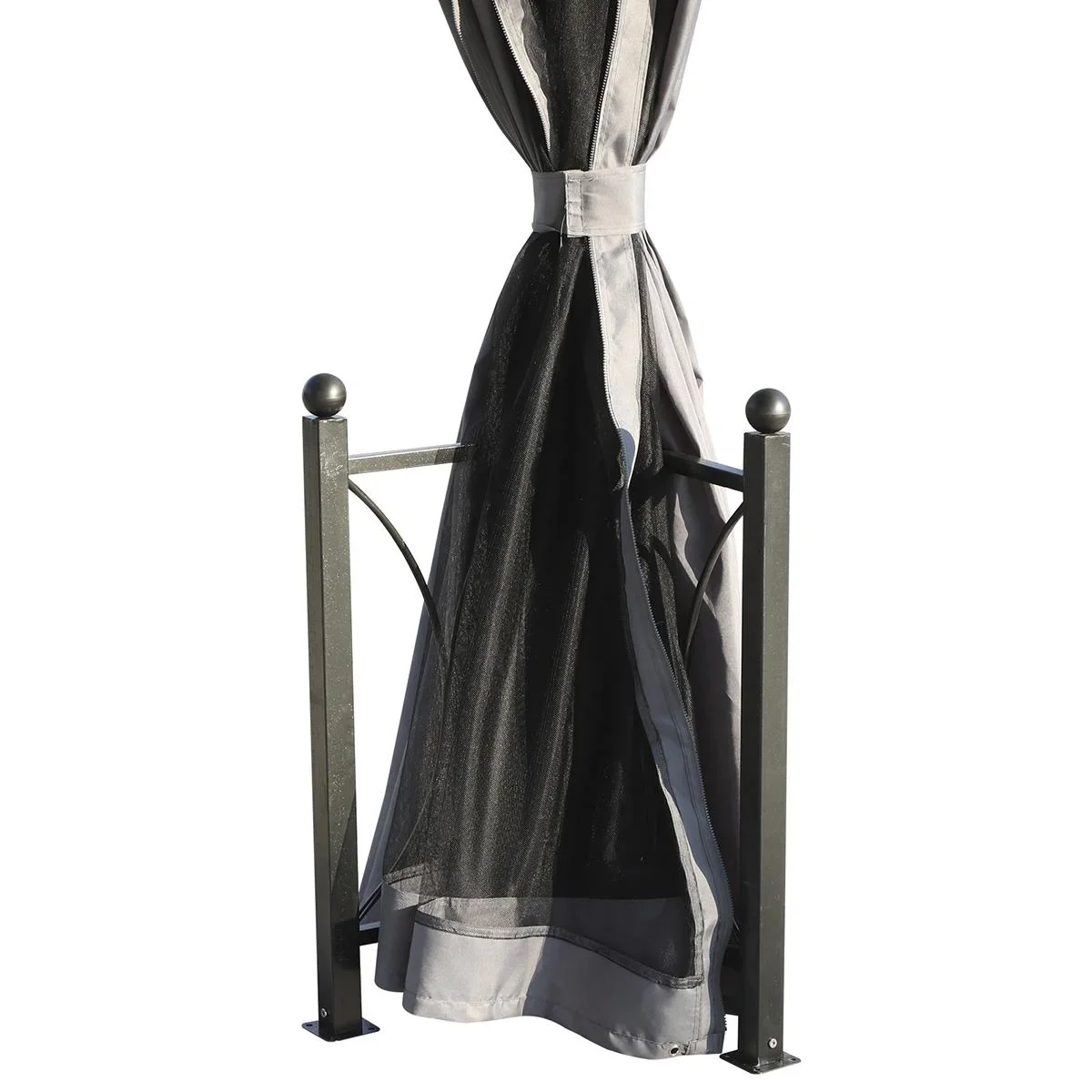 Pavillon, Gartenpavillon, Partyzelt mit Seitenteilen, PC Dach, Alu, Schwarz, 300 x 300 x 263 cm - 1