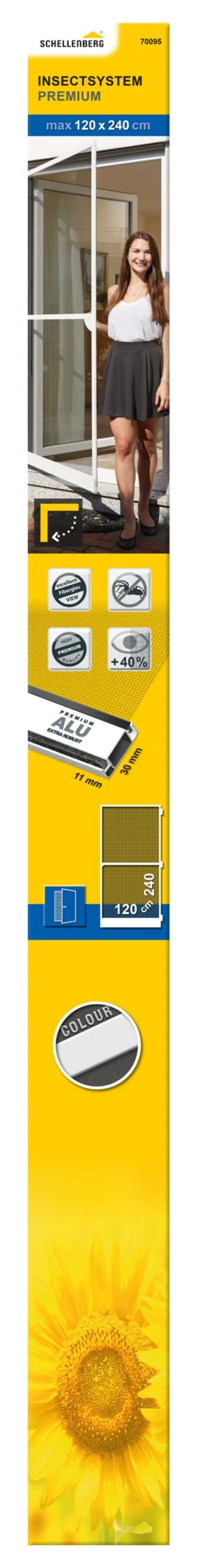 Fliegengittertür Premium, 120 x 240 cm, Farbe weiß - 2