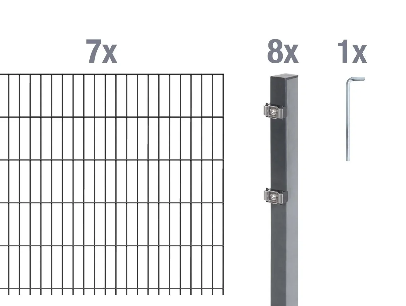Doppelstabmattenzaun Komplettset, anthrazit, Höhe 100 cm, Länge 14 m - 2