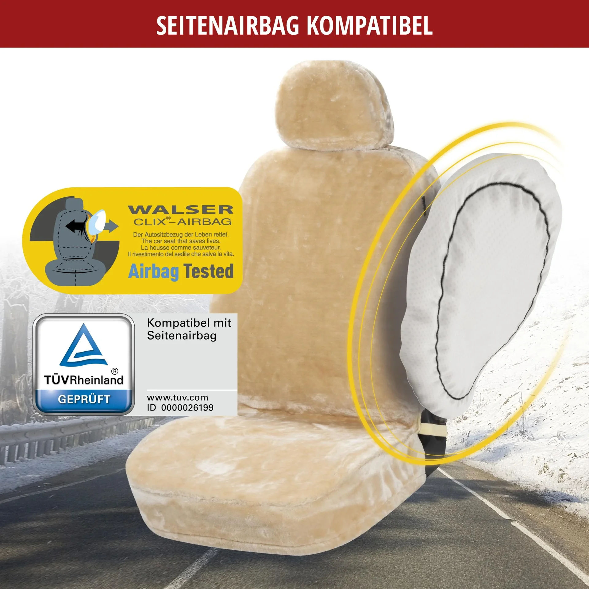 Autositzbezug "Teddy" - Kunstfell - beige - 1