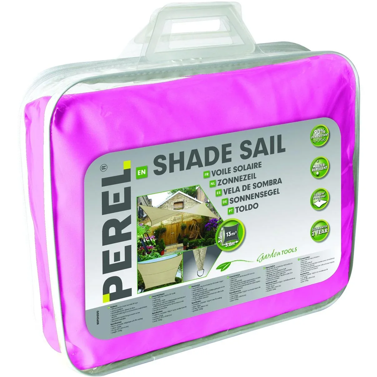 sonnensegel - quadratisch - 5 x 5 m - fuchsia - 0