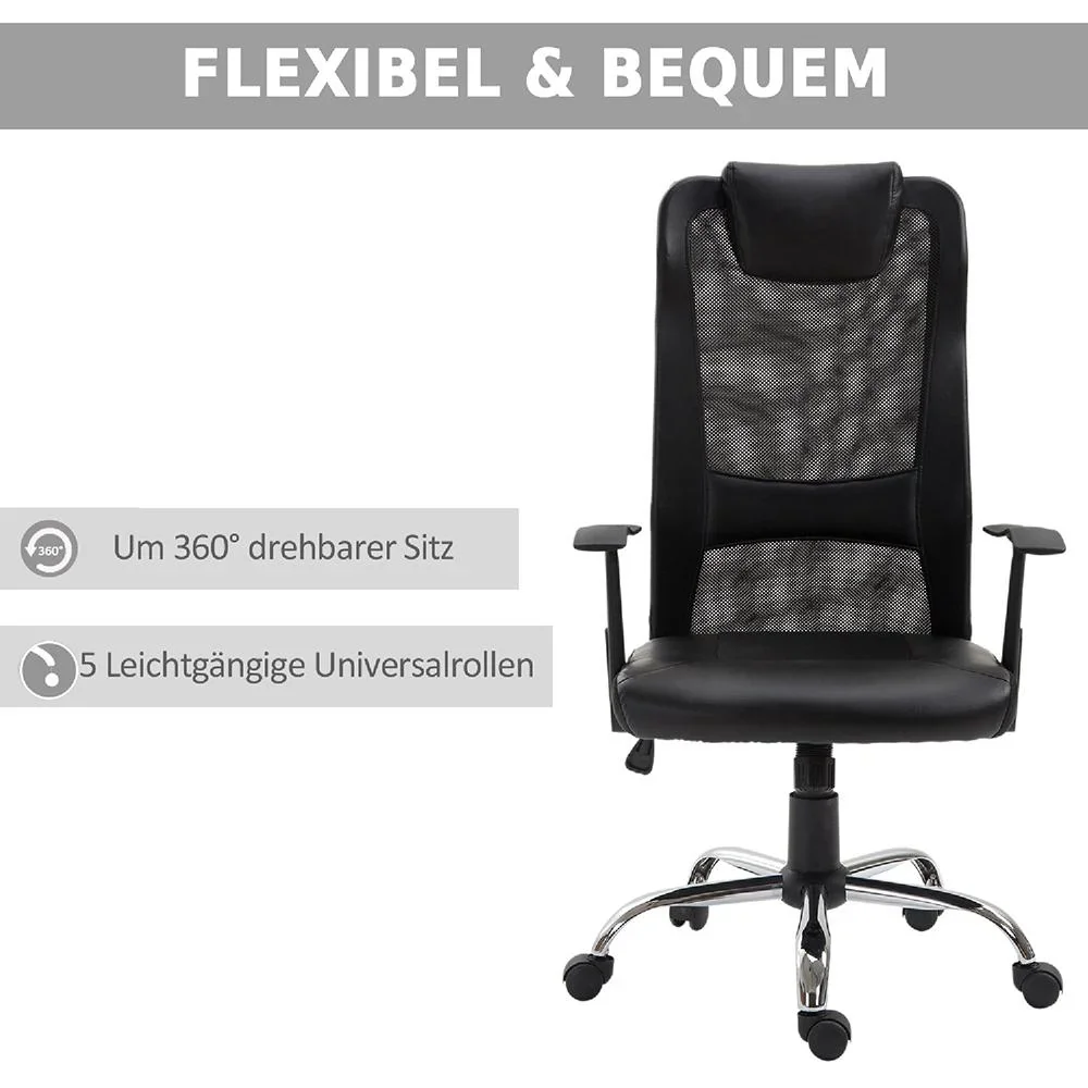 Bürostuhl Drehstuhl höhenverstellbar Schreibtischstuhl Gaming Stuhl ergonomisch PU schwarz 51 x 60,8 x (112 122) cm - 2