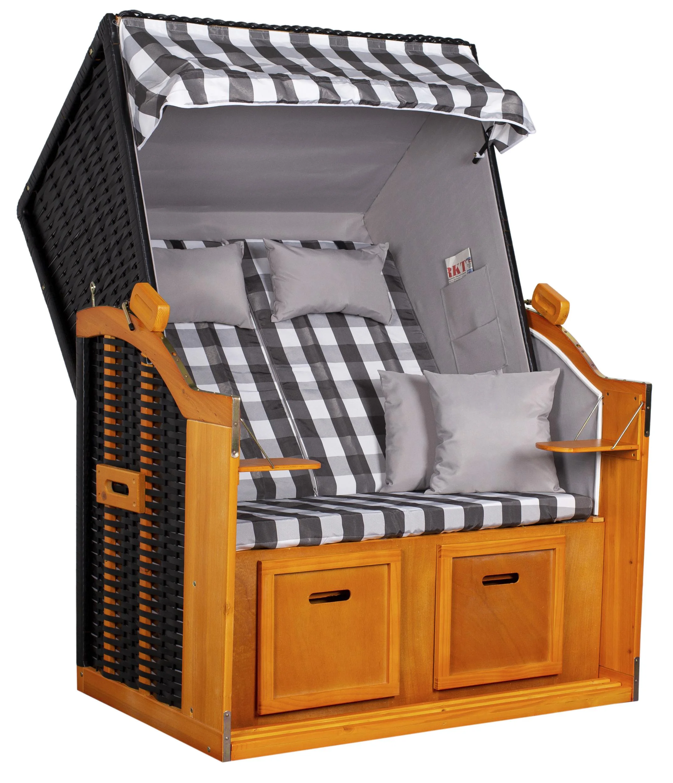 Strandkorb "Ostsee" kariert grau/weiss - 0