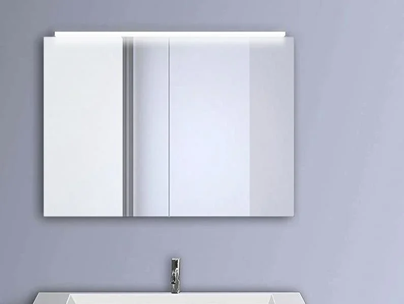 Spiegelschrank Bad mit Beleuchtung, "Mirage" - 50 x 70 cm - Lichtfarbe neutralweiß - Aluminiumkorpus - 5