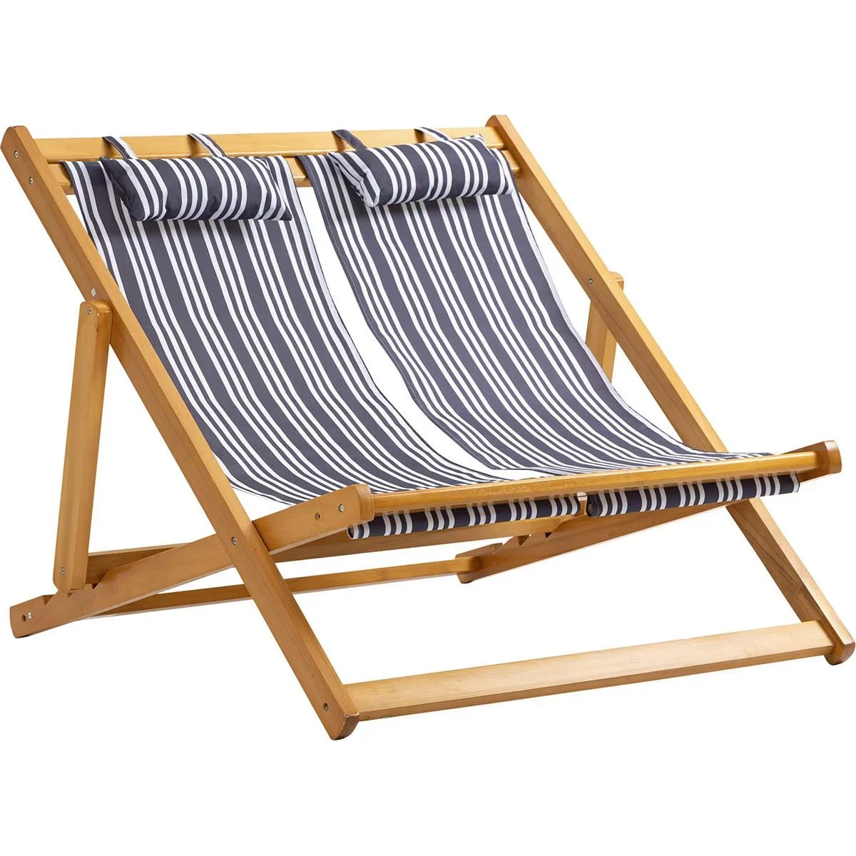 Gartenliege für 2 Personen, klappbar, bis zu 200 kg, Teak+Grau+Weiß, 108 x 105 x 85 cm - 1