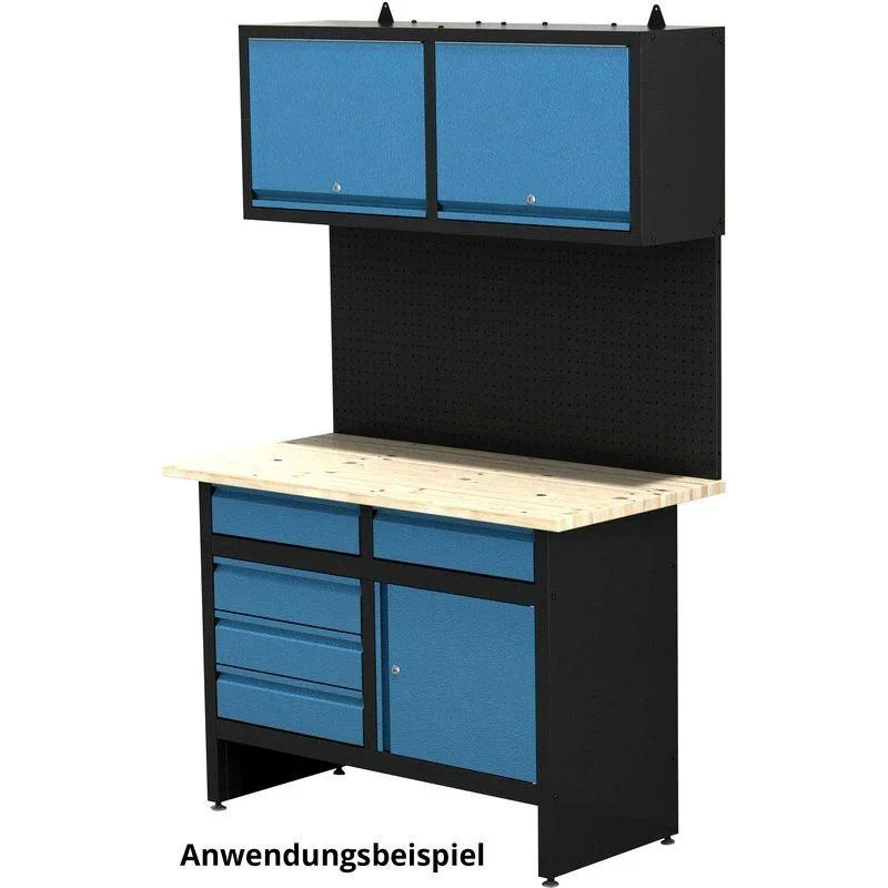 Stahlwerkzeugtafel GL1200 - Gelocht - 55x120x2 cm - Schwarz - 0