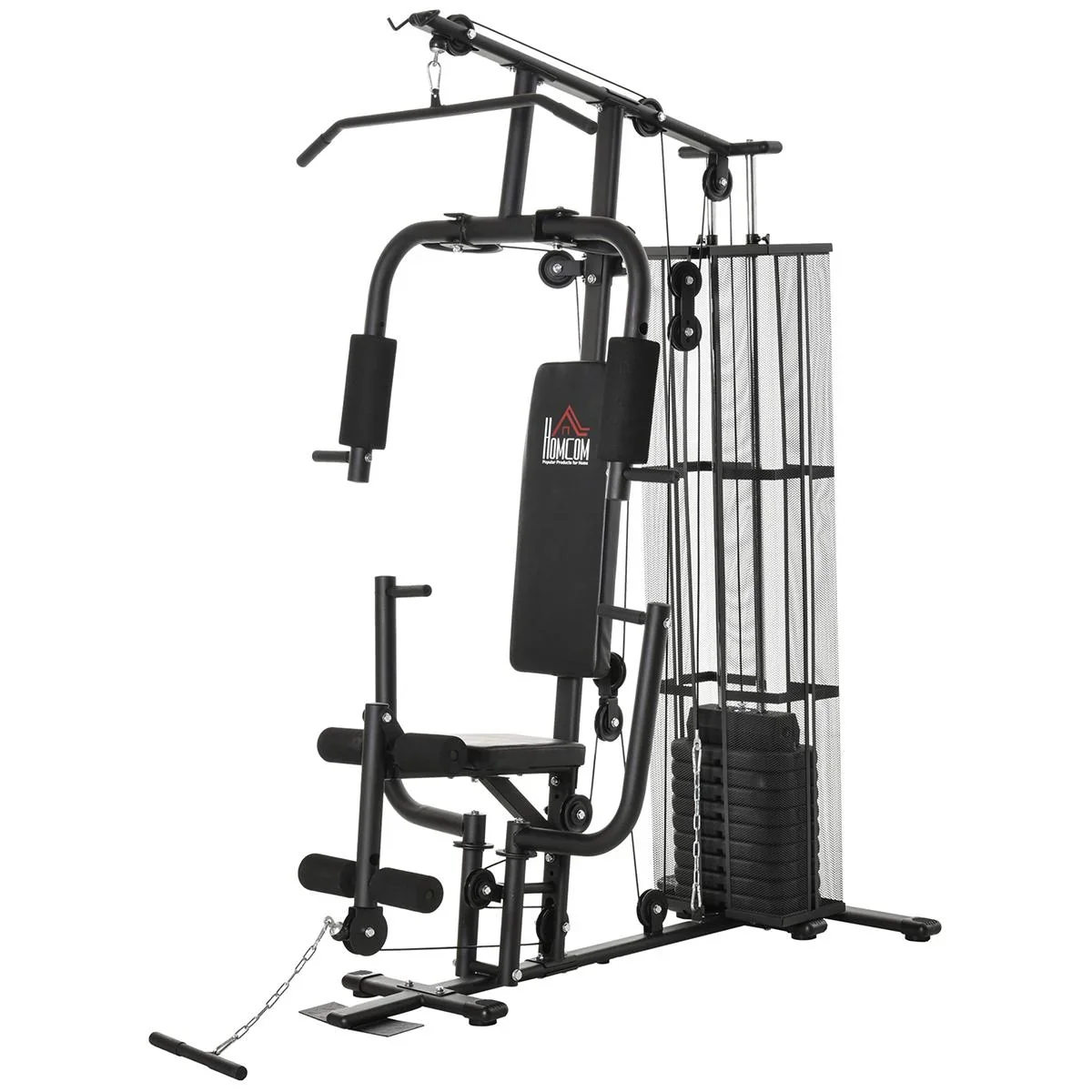 Gym Kraftstation Fitnessstation Multigym Fitnesscenter Fitnessgerät inkl. Gewichten Latzug Beincurl Metall PU-Kunstlede - 0