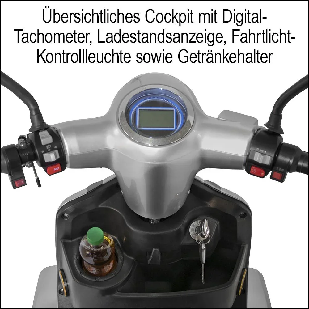 4-Rad E-Mobil Palermo 25 km/h silber inklusive Wind- und Wetterschutz - 5