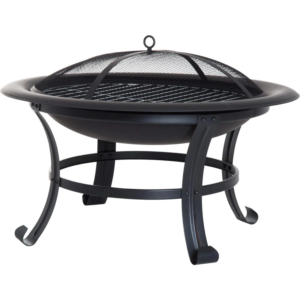 Feuerkorb mit Funkenschutz schwarz - 0