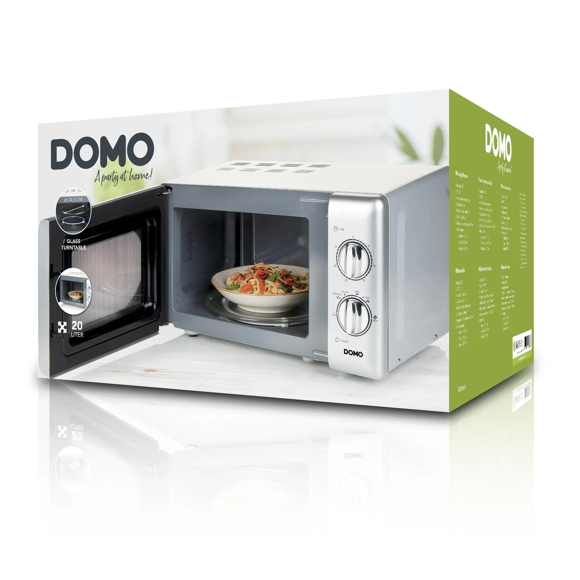 Mikrowelle "DO3020", mit Auftaufunktion und Timer, 20 Liter, 6 Leistungsstufen, Silberfarben, 700 Watt - 3